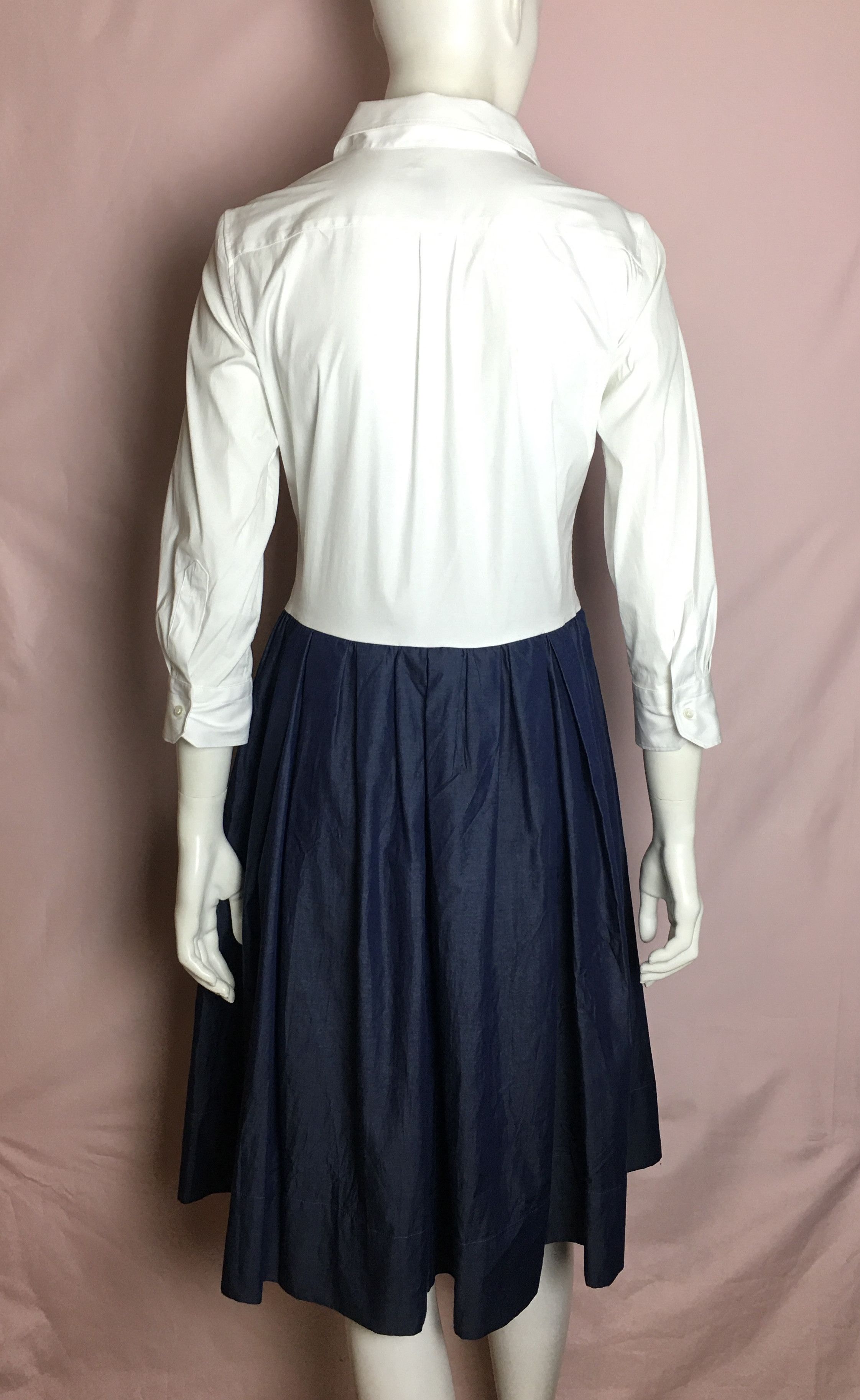 Other SARA ROKA Shirt Dress White/Navy Cotton EU 40 Size M / US 6-8 / IT 42-44 - 3 Thumbnail
