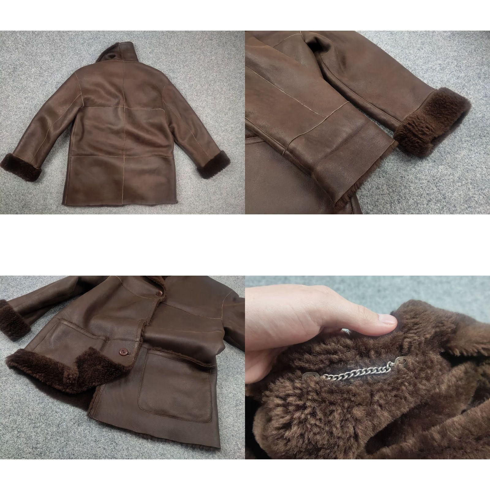 Gallotti VINTAGE Gallotti Bacis Italy Design Brown Leather Shearling Fur-Lined Coat Jacket Mens Leather Jacket Wool Lined Winter 80s 90s Size US M / EU 48-50 / 2 - 9 Thumbnail