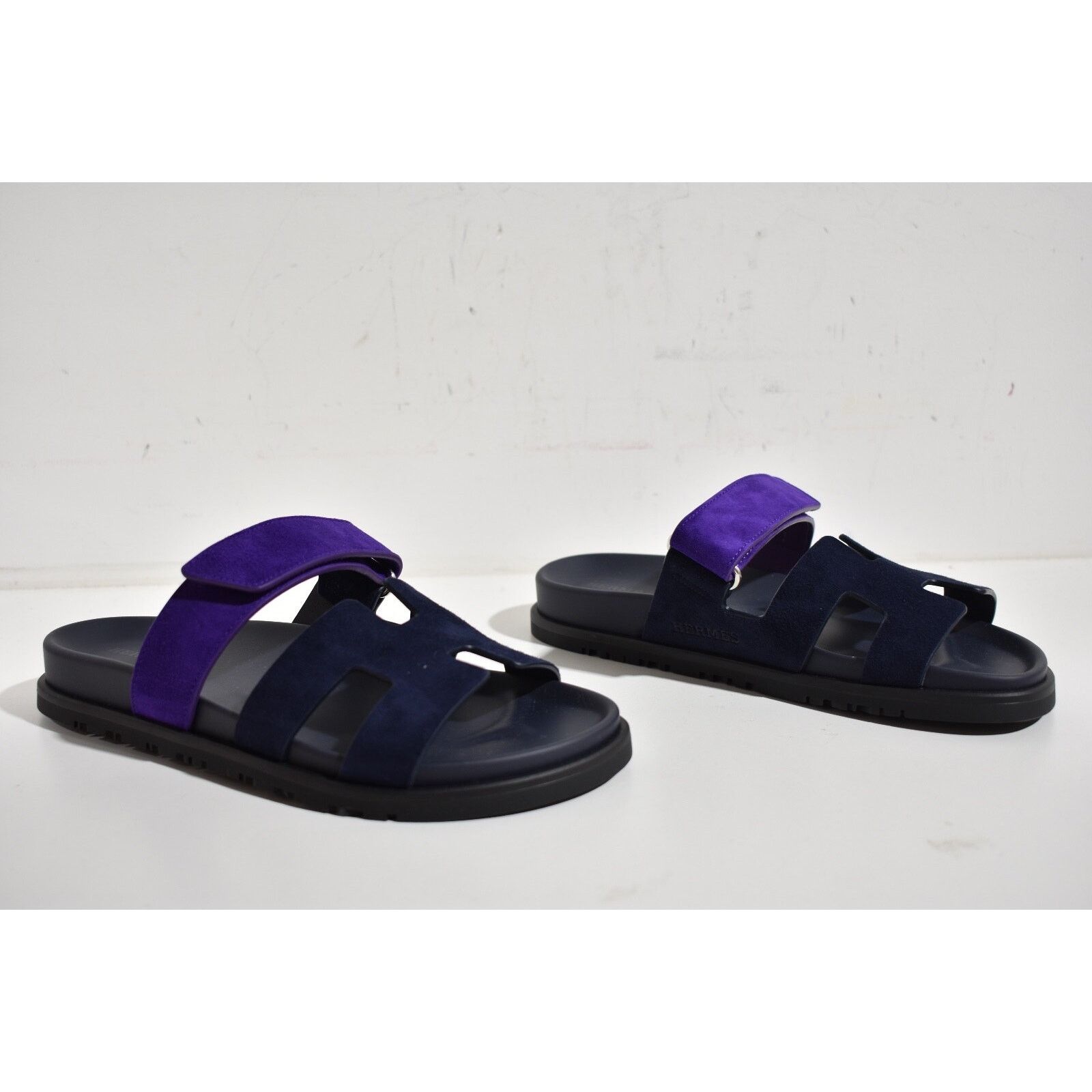 Hermes Hermes Chypre Sandal Black Violet Purple Blue H Logo Strap Size US 7 / IT 37 - 5 Thumbnail