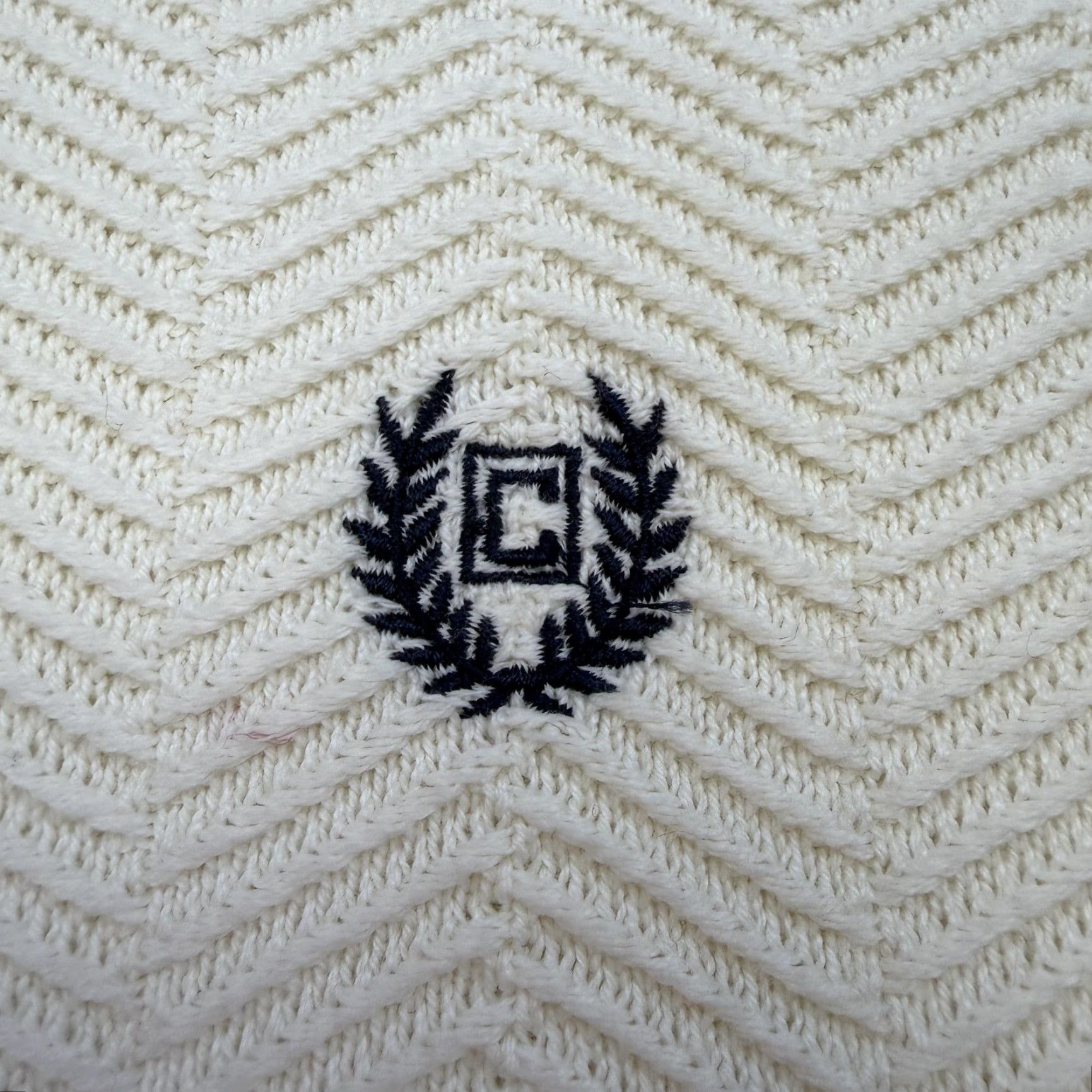 Chaps Chaps Sweater Pullover Mens 2XL Knit White Ivory Chevron Geometric Crest Logo Crew Neck Cotton Size US XXL / EU 58 / 5 - 5 Thumbnail