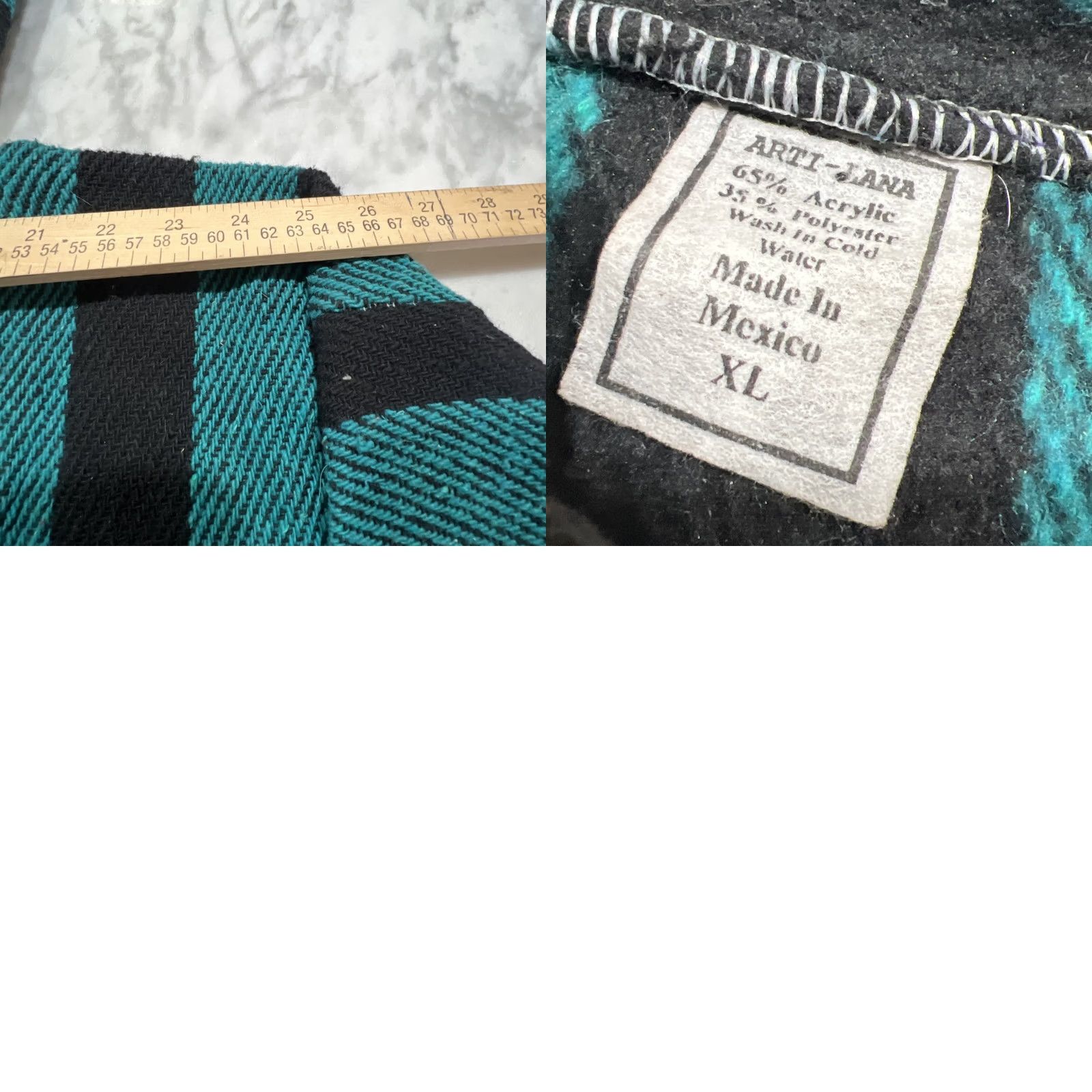 Altea VINTAGE Arti-Lana Hoodie Men XL Pullover Black Teal Striped Beach Hippie Pockets Geometric Tweed Wool Blend Size US XL / EU 56 / 4 - 9 Thumbnail