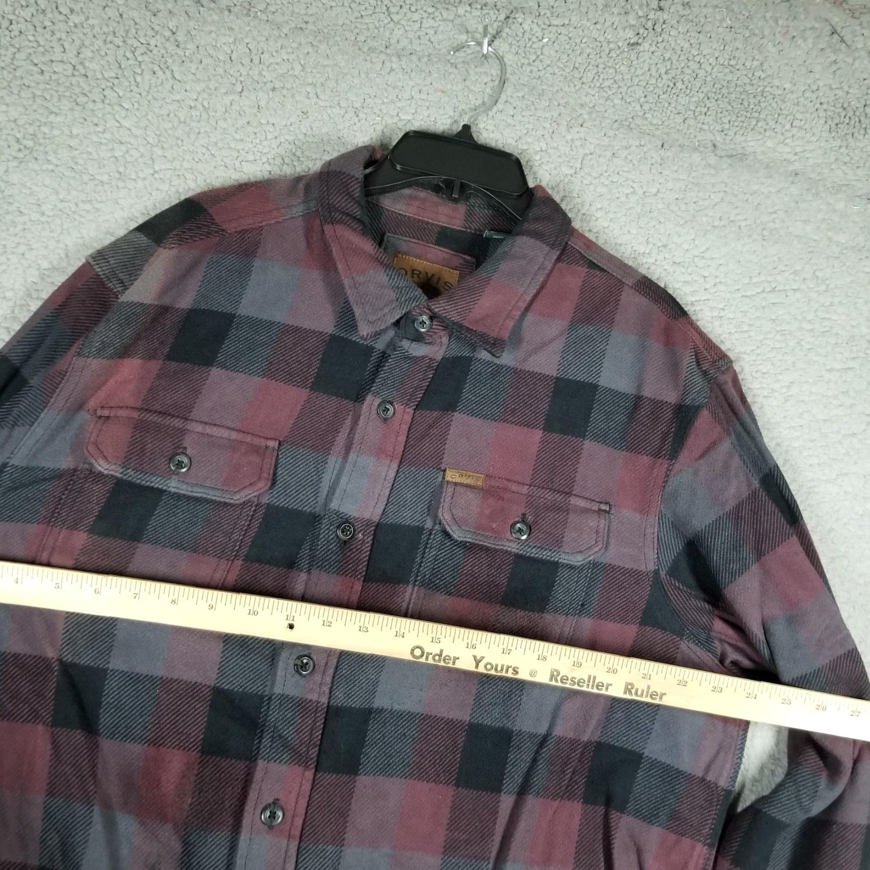 Orvis VINTAGE Orvis Shirt Mens XL Red Gray Black Plaid Flannel Button-Down Long Sleeve Outdoor Mens XL plaid shirt with pockets Size US XL / EU 56 / 4 - 4 Thumbnail