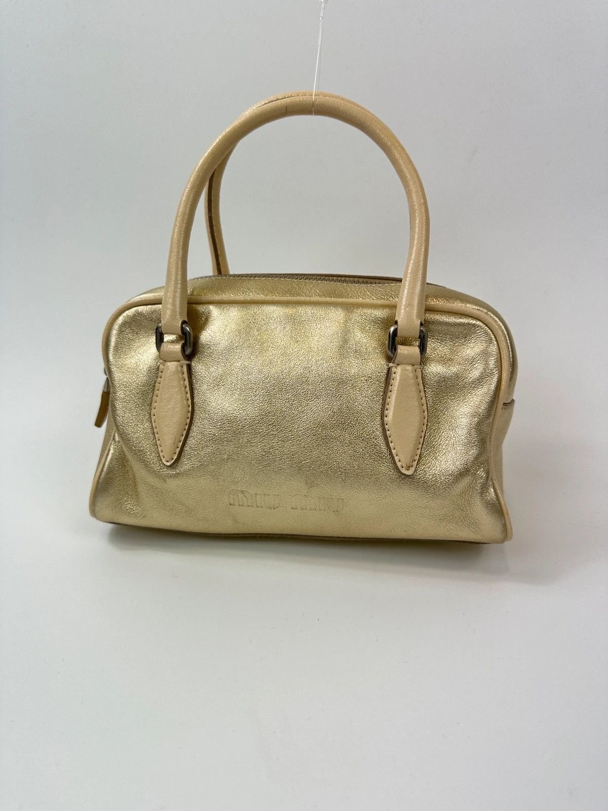 Miu Miu Miu Miu 90s Leather Gold Glitter Mini HandBag NanoSpeedy Size ONE SIZE - 1 Thumbnail