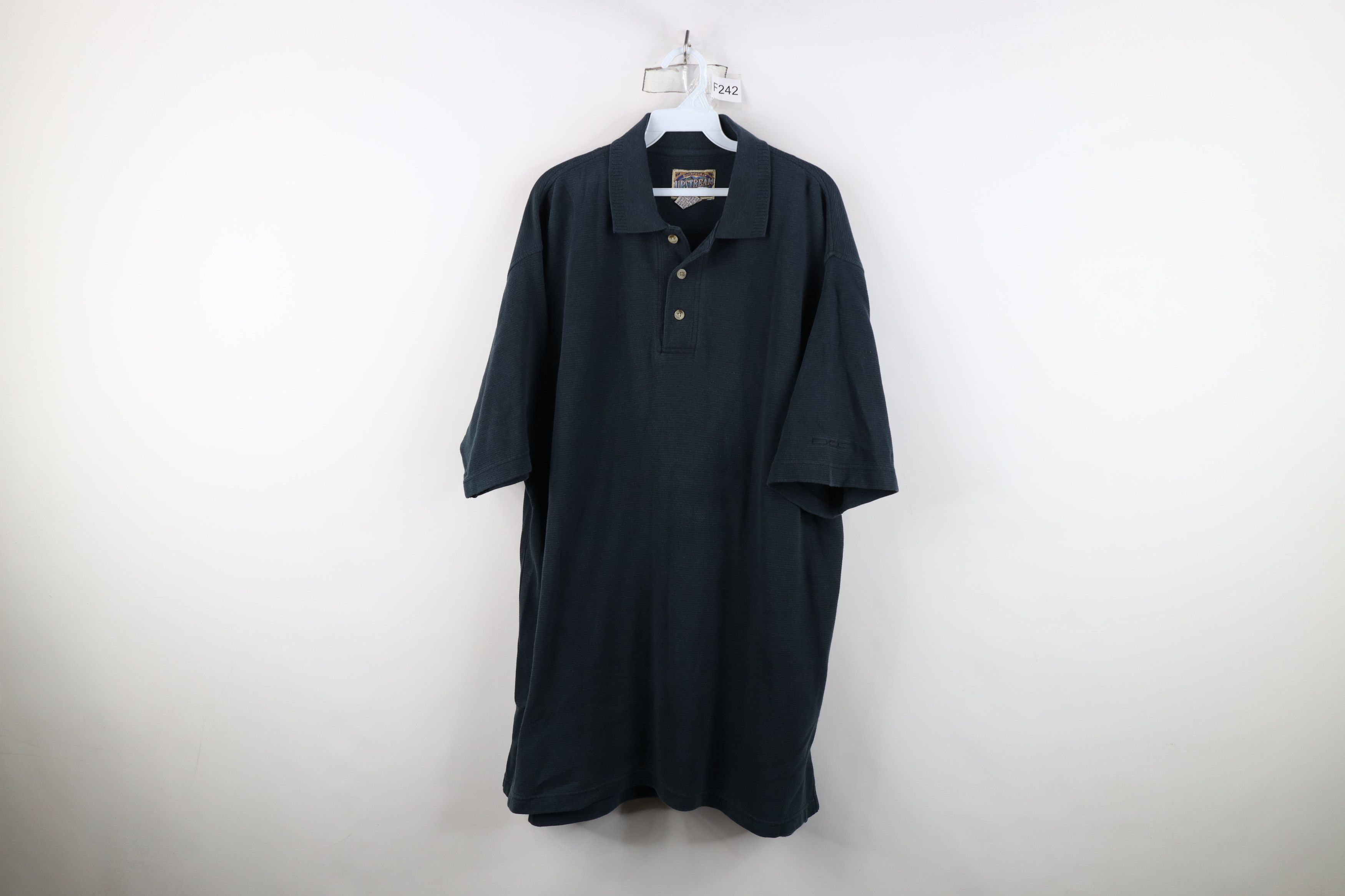 Vintage Vintage 90s Streetwear Ribbed Baggy Golf Polo Shirt Black Size US L / EU 52-54 / 3 - 1 Thumbnail