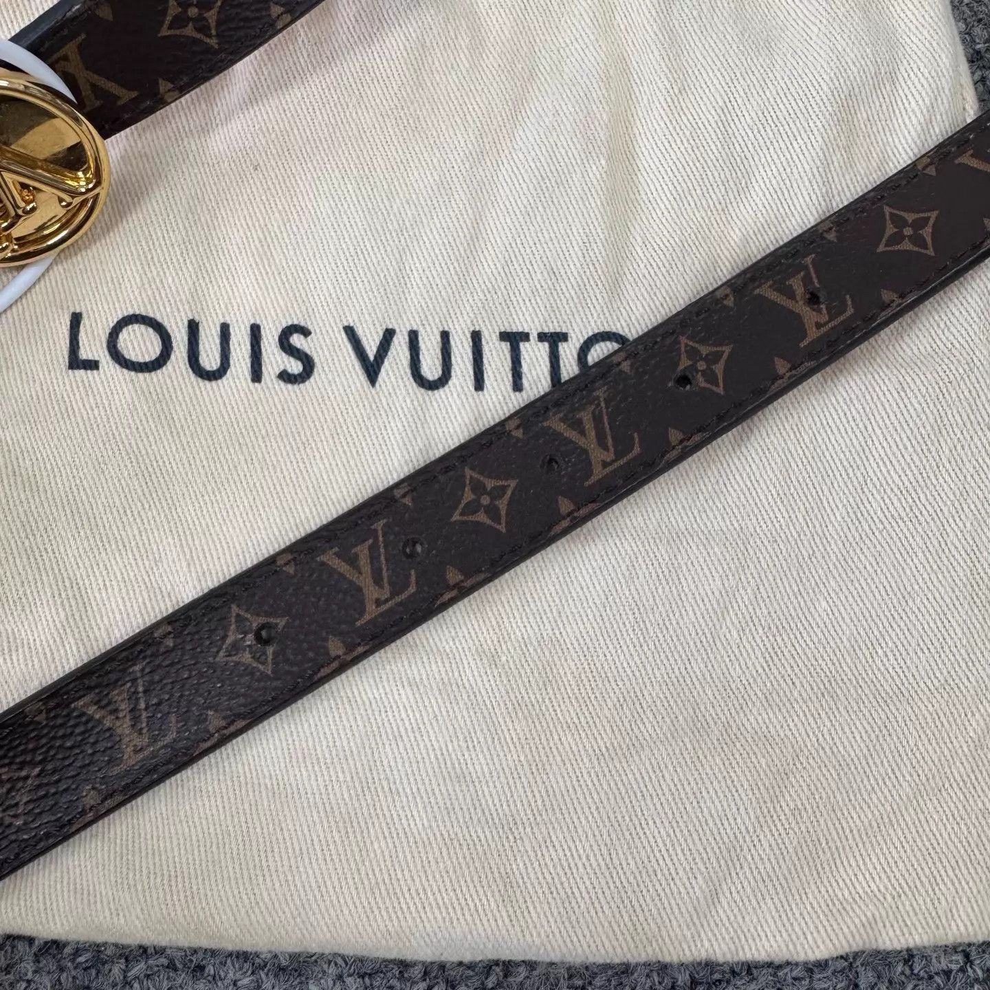 Louis Vuitton LV Monogram Brown Red 2Tone Gold Belt 99 85/34 Size ONE SIZE - 5 Thumbnail