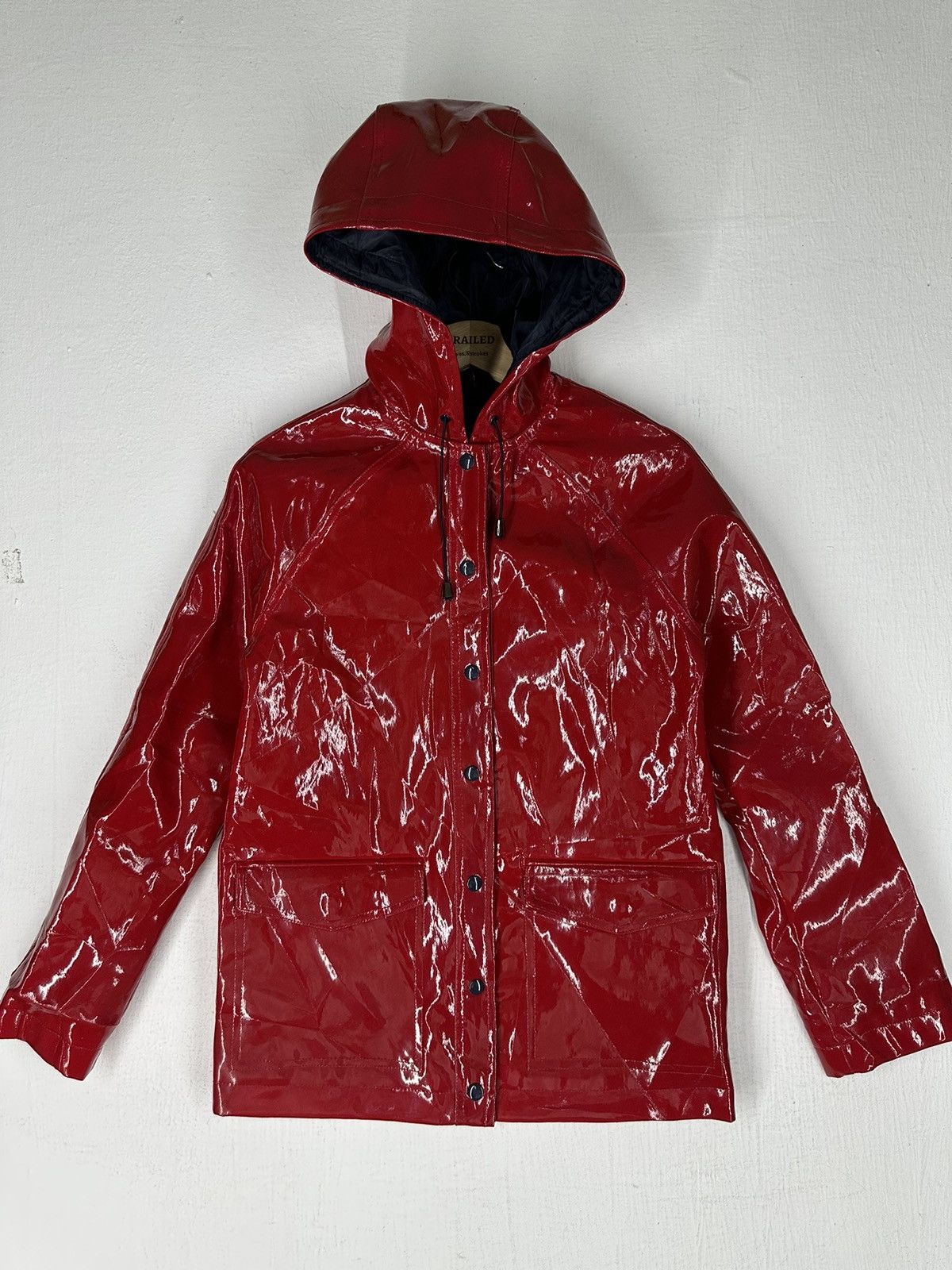 Topshop Vinyl Factory TopShop Glossy Red PVC Vinyl Raincoat Plastic Shiny Mac Jack Grailed