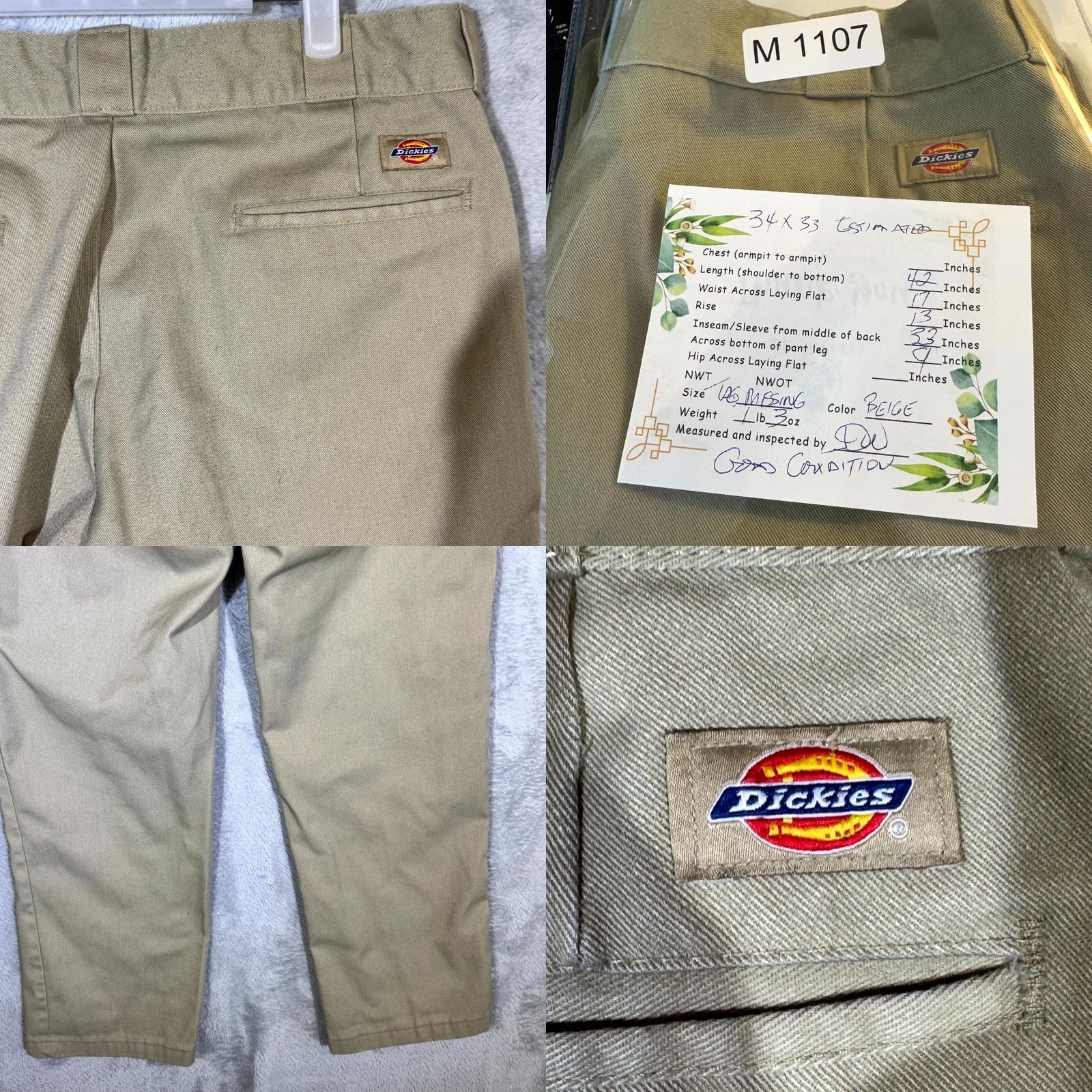 Dickies Dickies 874 Men’s Work Pants 34×33 Beige Original Fit High-Rise Straight Leg Size US 34 / EU 50 - 8 Thumbnail