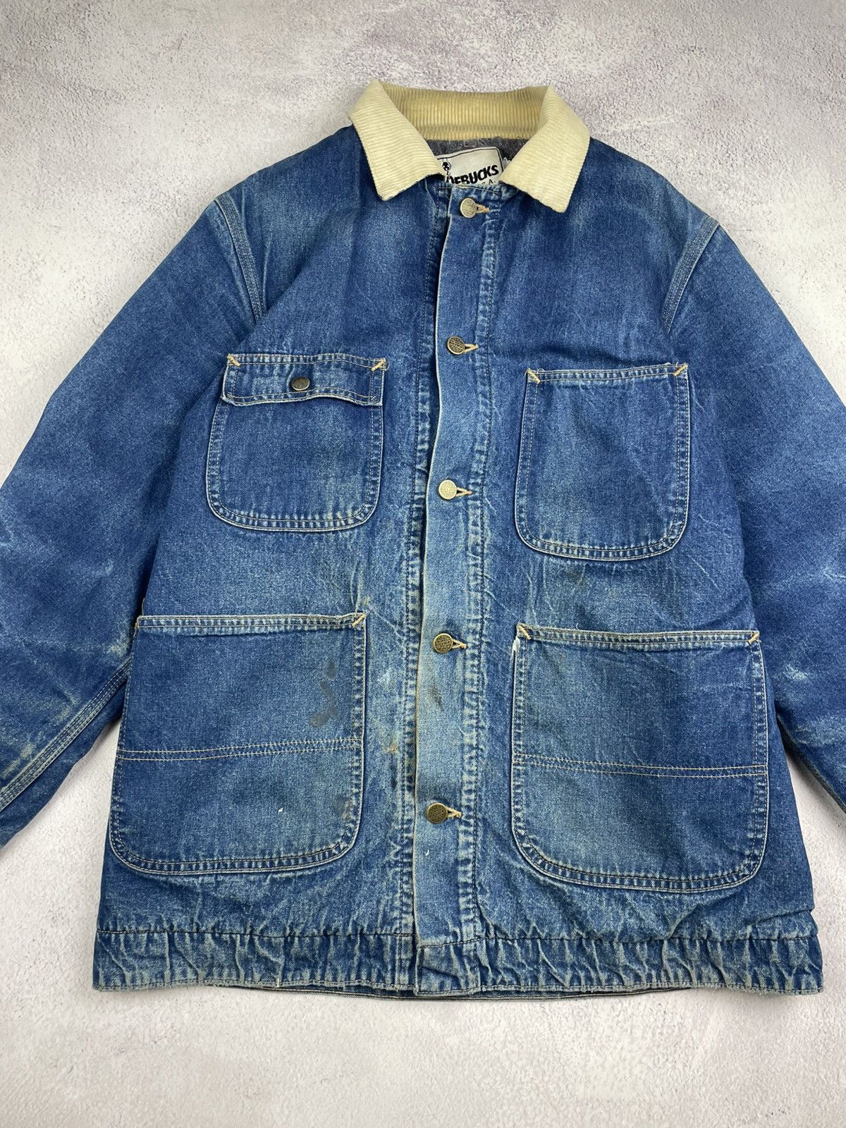 Sears Vintage 70s 80s Roebucks Denim Chore Jacket USA Corduroy Size US L / EU 52-54 / 3 - 3 Thumbnail