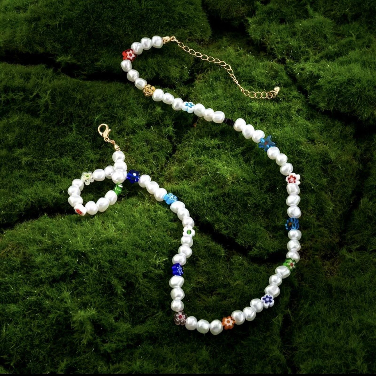Jewelry Pearl Choker Flower Necklace Y2K Fashion Size ONE SIZE - 7 Thumbnail