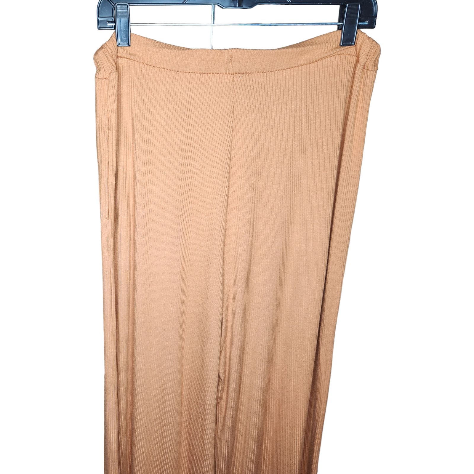 Other AFRM Womens Large Caramel Ribbed Wide Leg Knit Casual Pant Size 30" / US 8 / IT 44 - 6 Thumbnail