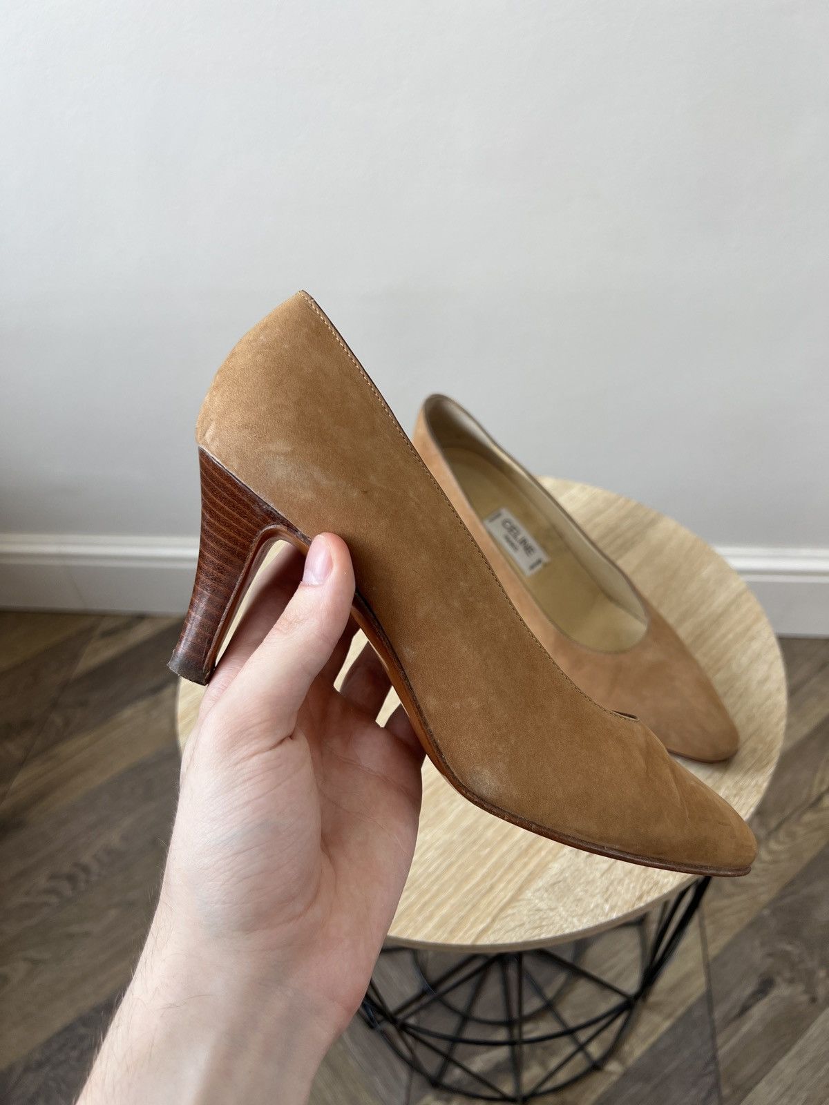 Celine Vintage Celine Women’s Brown Suede Leather Heels Pointed Toe Size US 7 / IT 37 - 10 Thumbnail