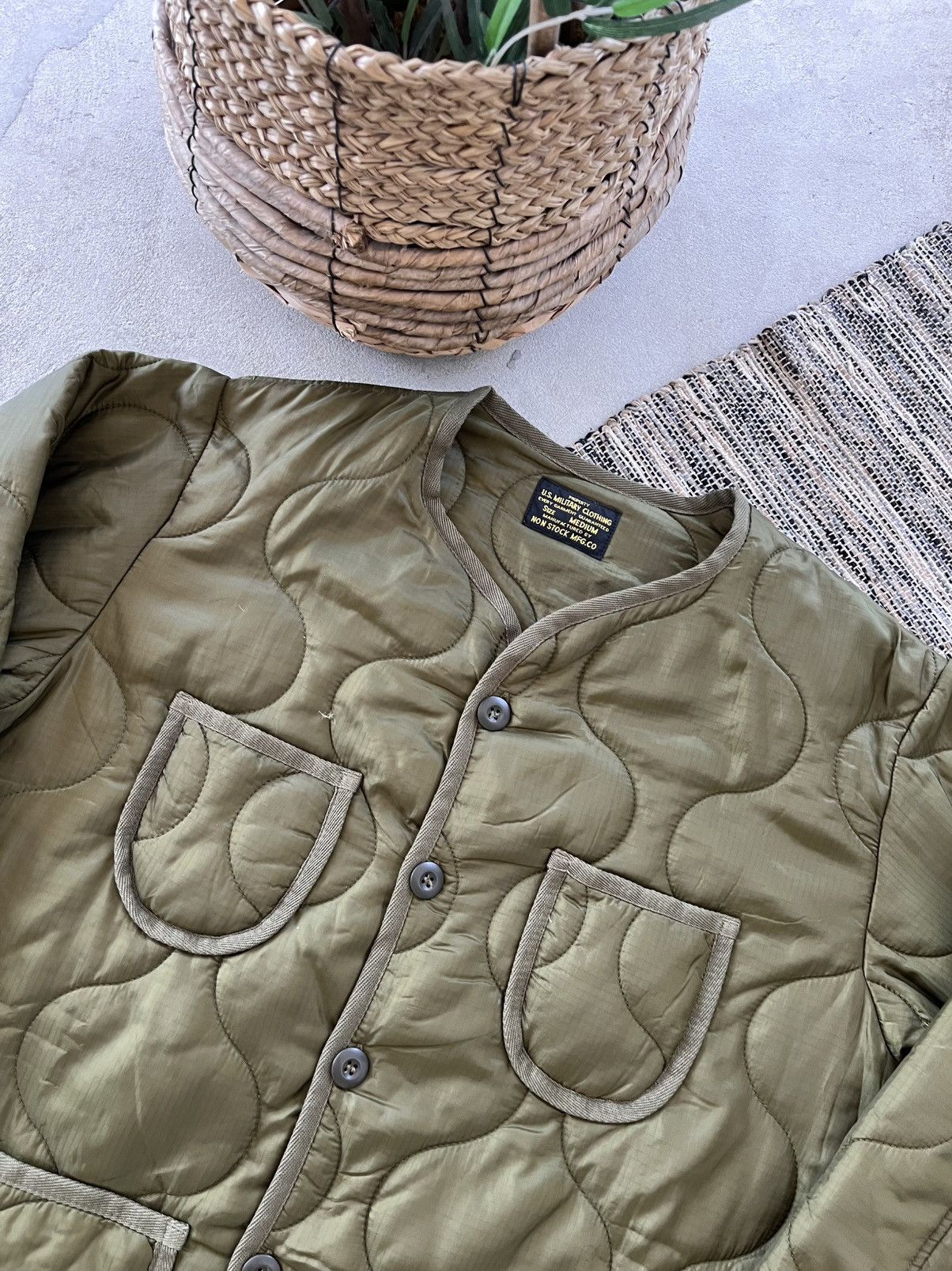 Polo Ralph Lauren Vintage US Army Quilted Bomber Jacket Green Military Liner Size US M / EU 48-50 / 2 - 3 Thumbnail