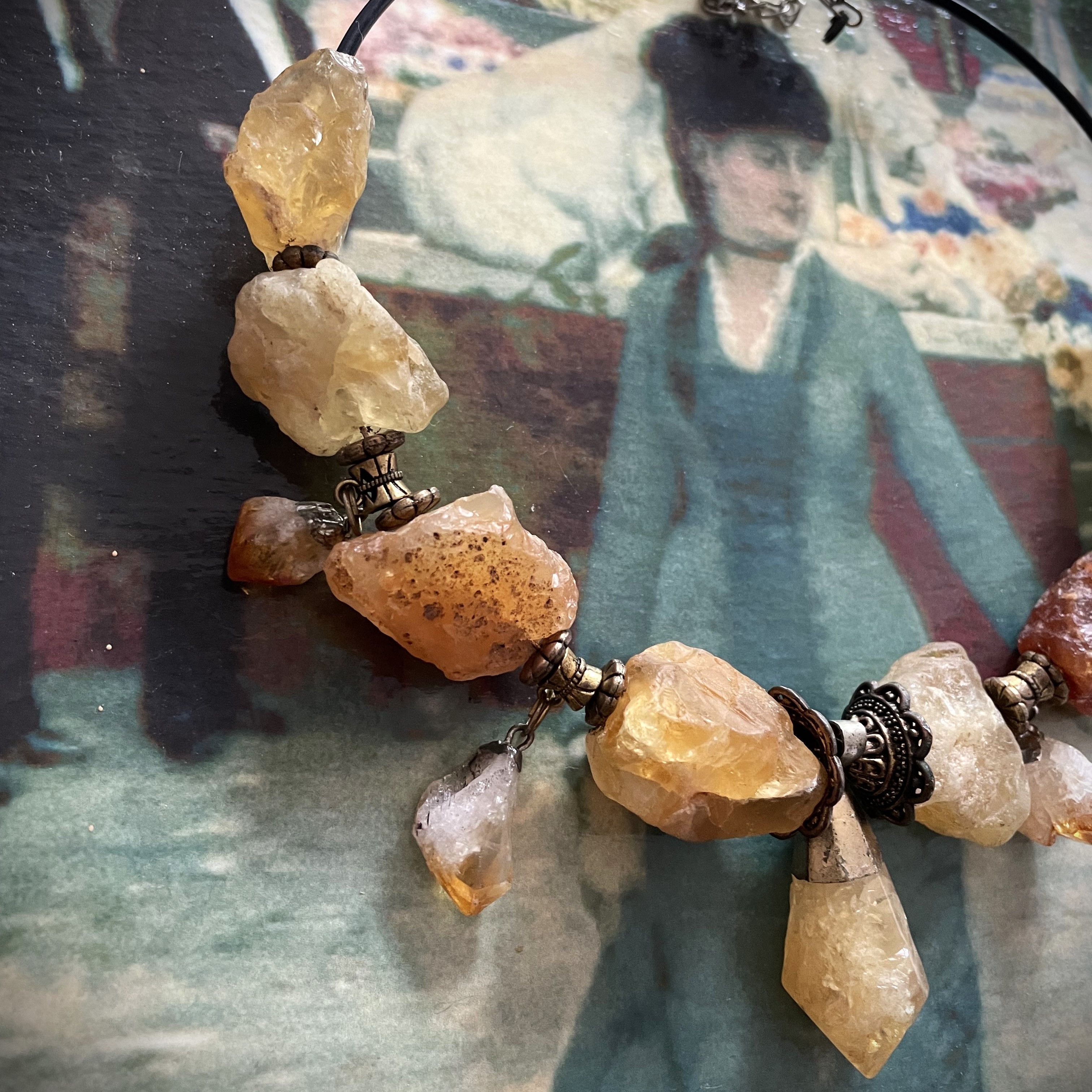 Other Vintage Style Raw Citrine Necklace – Boho Crystal Choker Size ONE SIZE - 5 Thumbnail