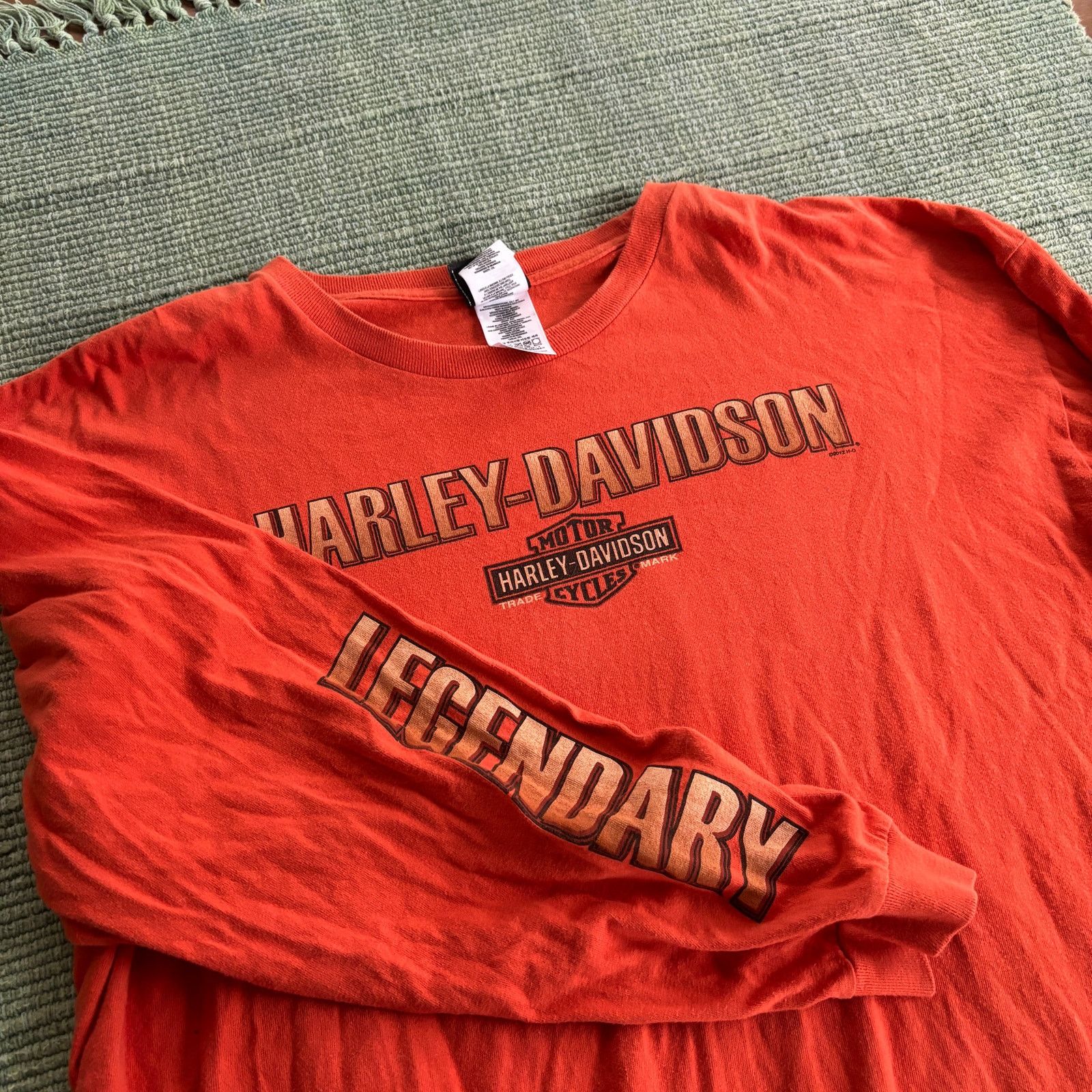 Harley Davidson × Vintage Vintage 2000s Orange Long Sleeve Harley Davidson Shirt Size US XXL / EU 58 / 5 - 1 Thumbnail