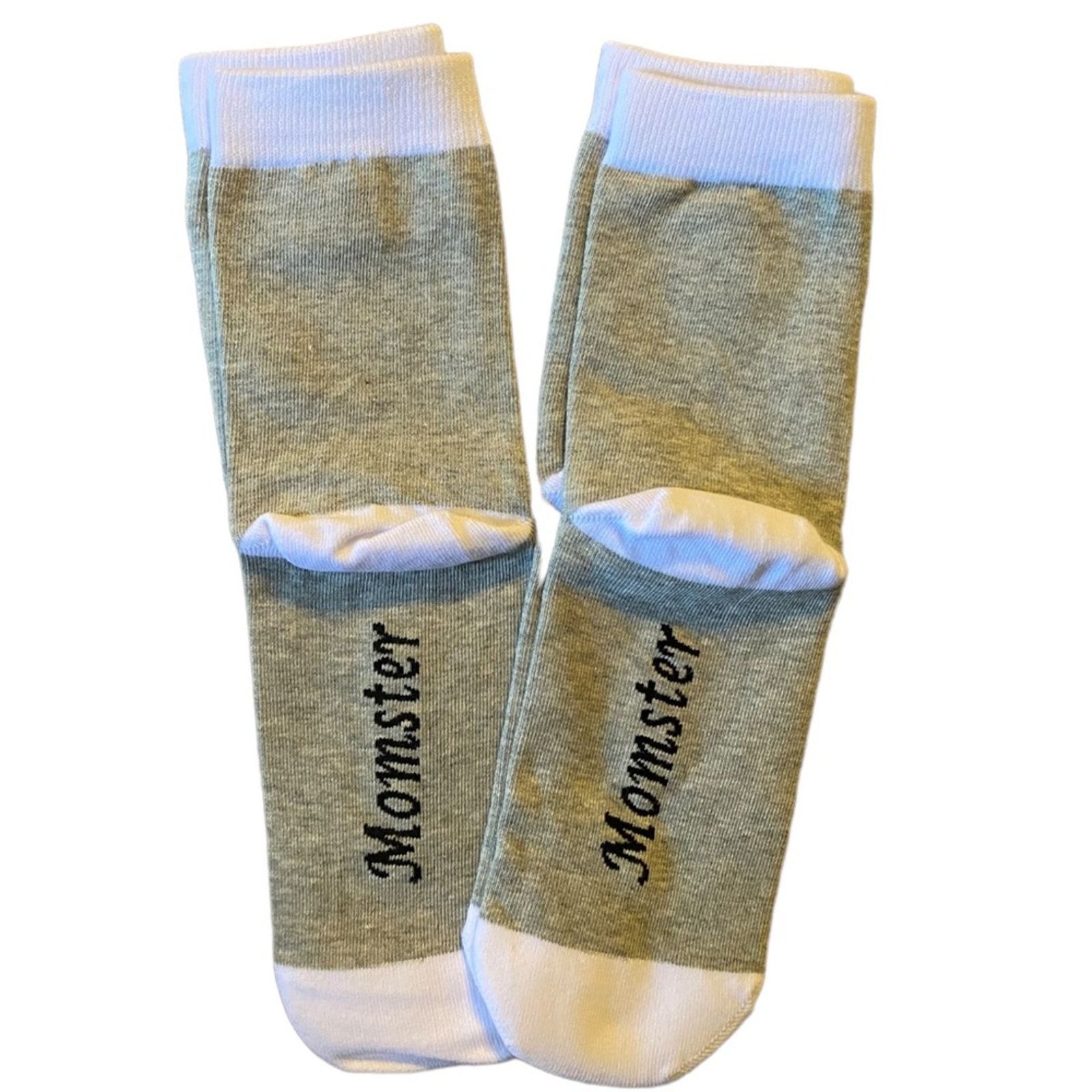 Other Momster 2 Pairs White Gray Crew Socks One Size Size ONE SIZE - 1 Thumbnail