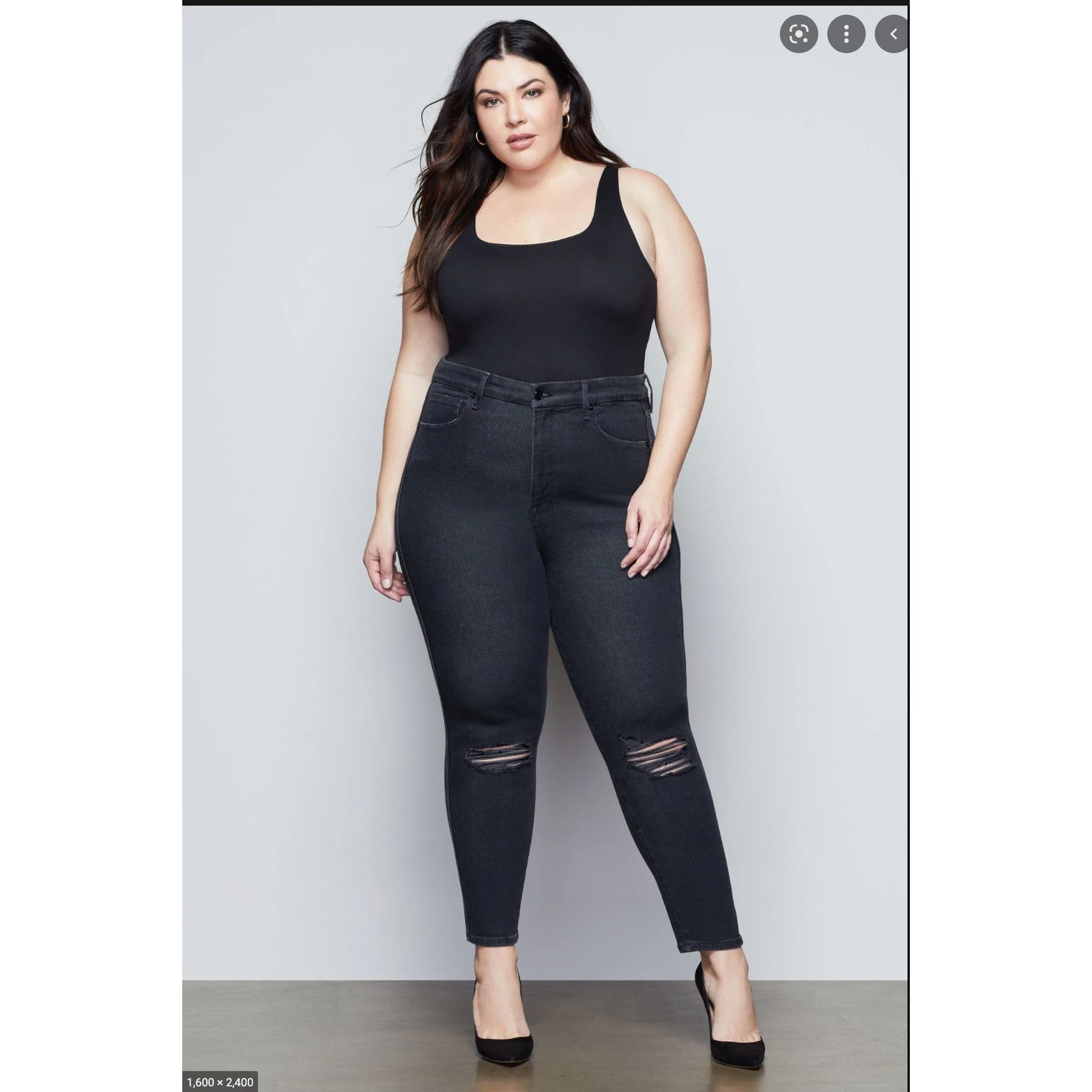 Good American Good American Good Curve Skinny Jeans Distressed NWT 22 Size 35" - 1 Thumbnail