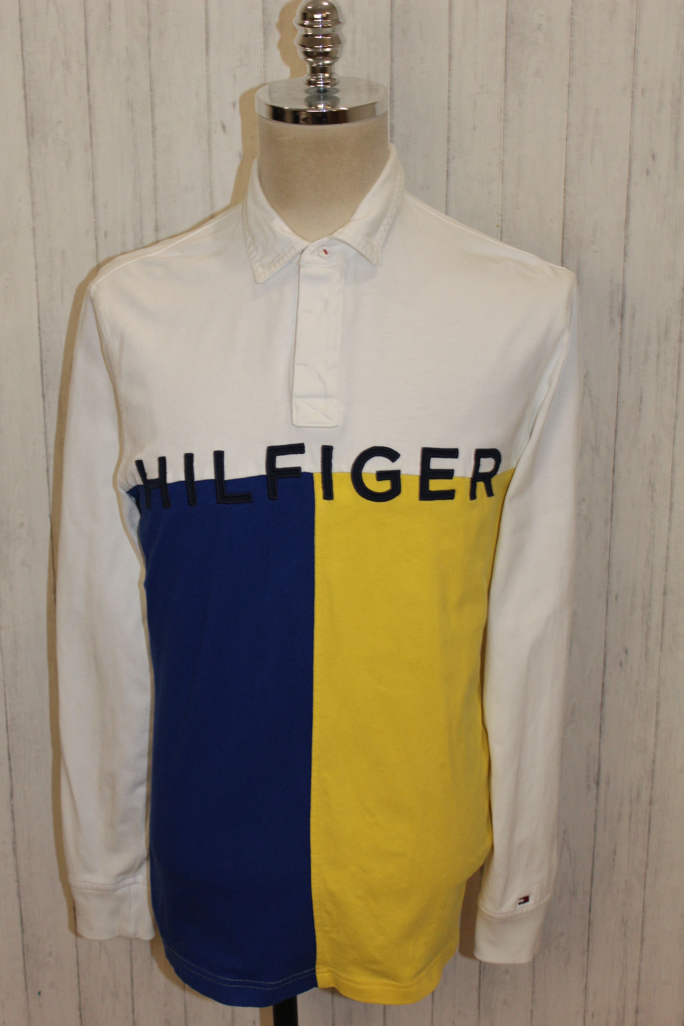 Tommy Hilfiger Men's Tommy Hilfiger Yellow Blue Rugby Shirt Size US M / EU 48-50 / 2 - 3 Thumbnail