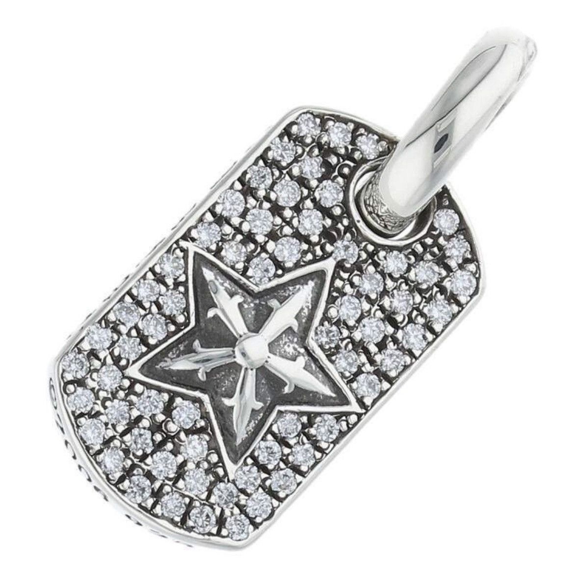 Chrome Hearts Tiny Dog Tag Star PAVE Necklace