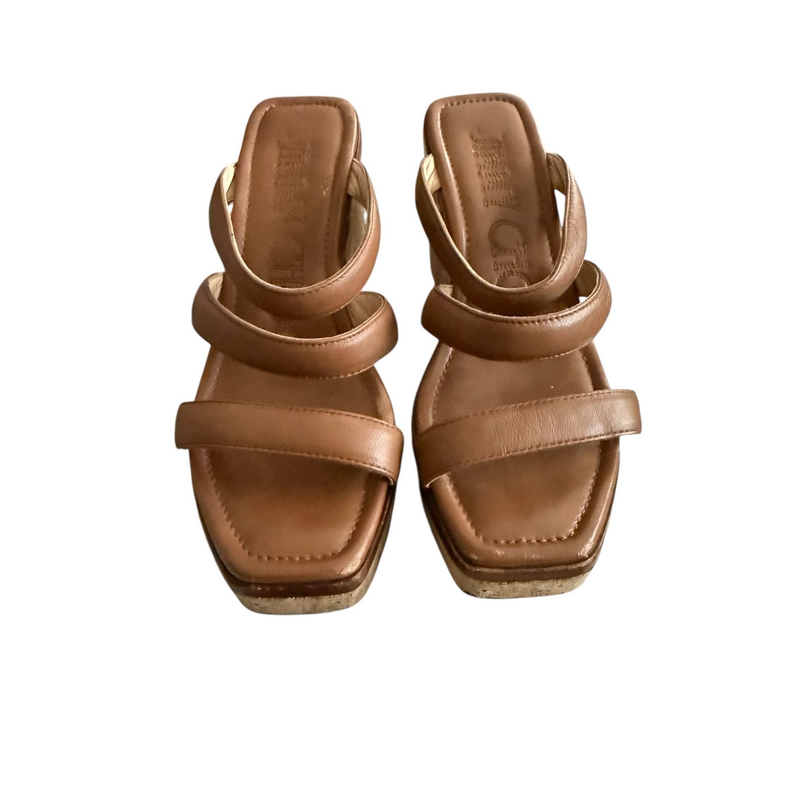 Jimmy Choo Jimmy Choo Brown Leather Athenia Wedge Sandals 37.5 Size US 7.5 / IT 37.5 - 5 Thumbnail