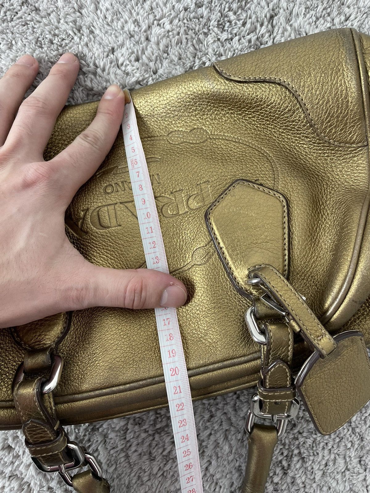 Prada Prada Metallic Gold Leather Logo Satchel Size ONE SIZE - 24 Thumbnail