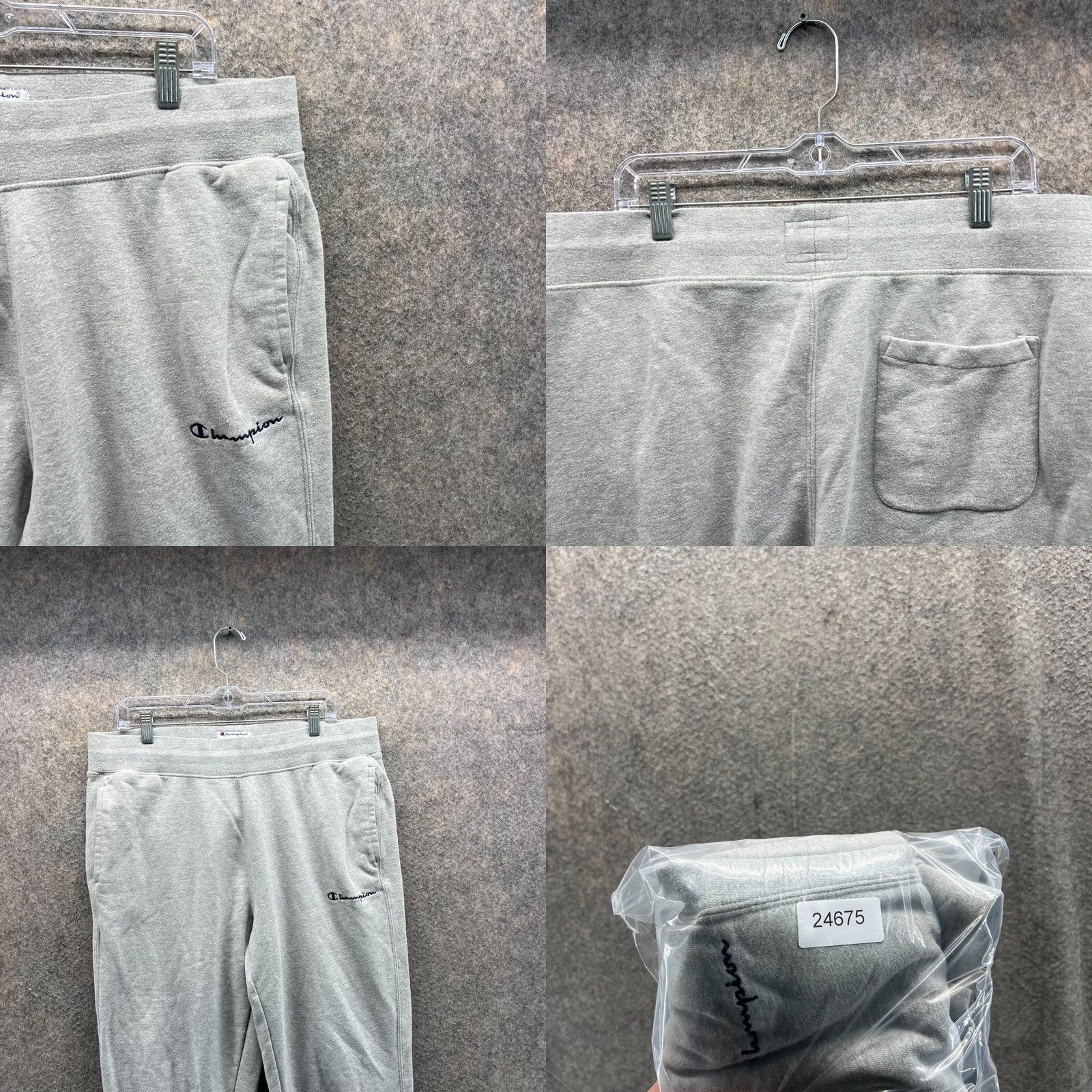 Champion Champion Joggers Women Large Gray Fleece Tapered Sweatpants Vtg Style Pants, Pockets, Regular Fit, Inseam 30 in, Fall/Winter/Spring/Summer, Women Size 36" / US 14 / IT 50 - 8 Thumbnail