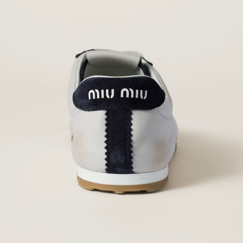 Miu Miu o1B3y1r0526 Padded Nappa Leather And Suede Sneakers Size US 8 / IT 38 - 4 Thumbnail