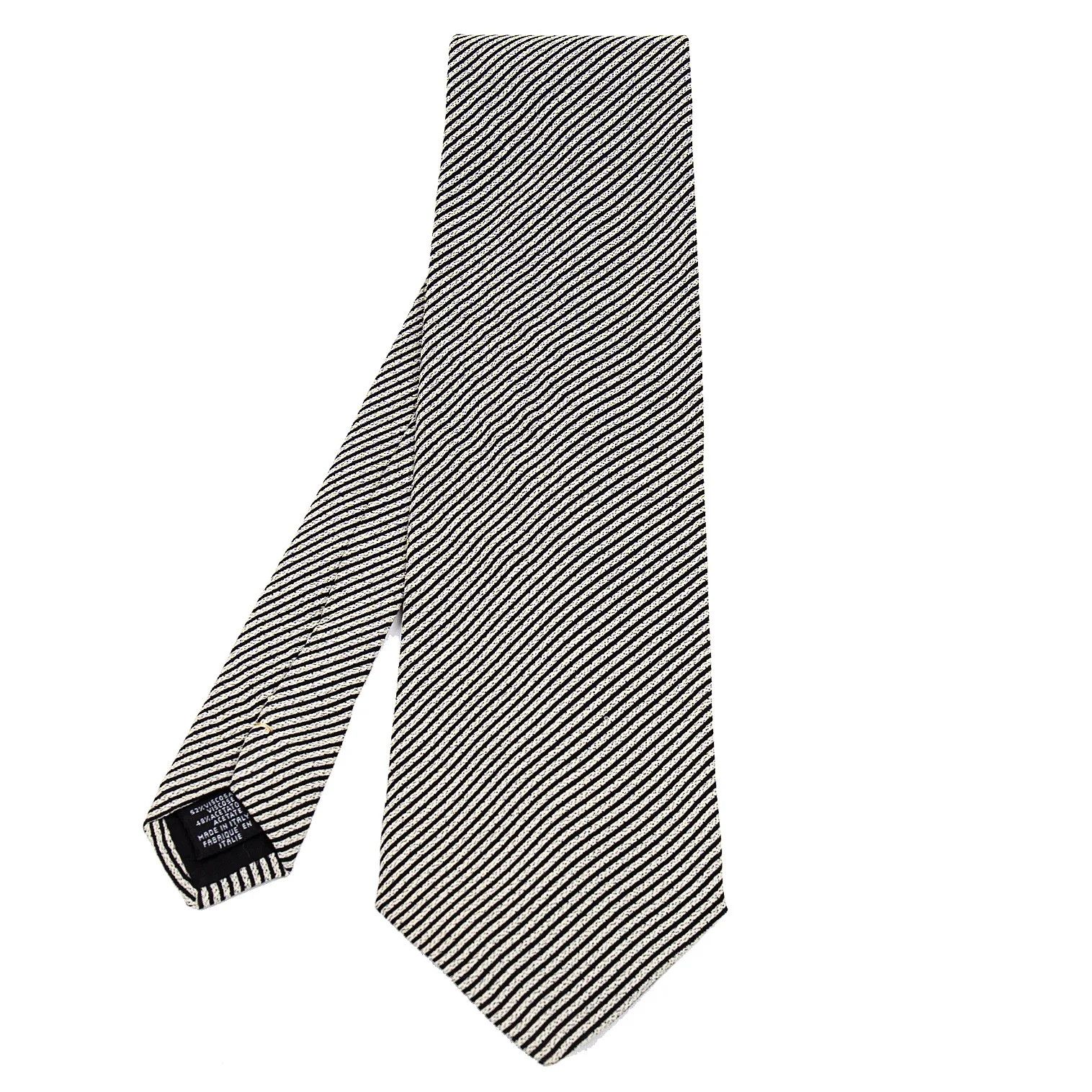Emporio Armani Ivory Diagonal Stripe Tie Size ONE SIZE - 1 Thumbnail