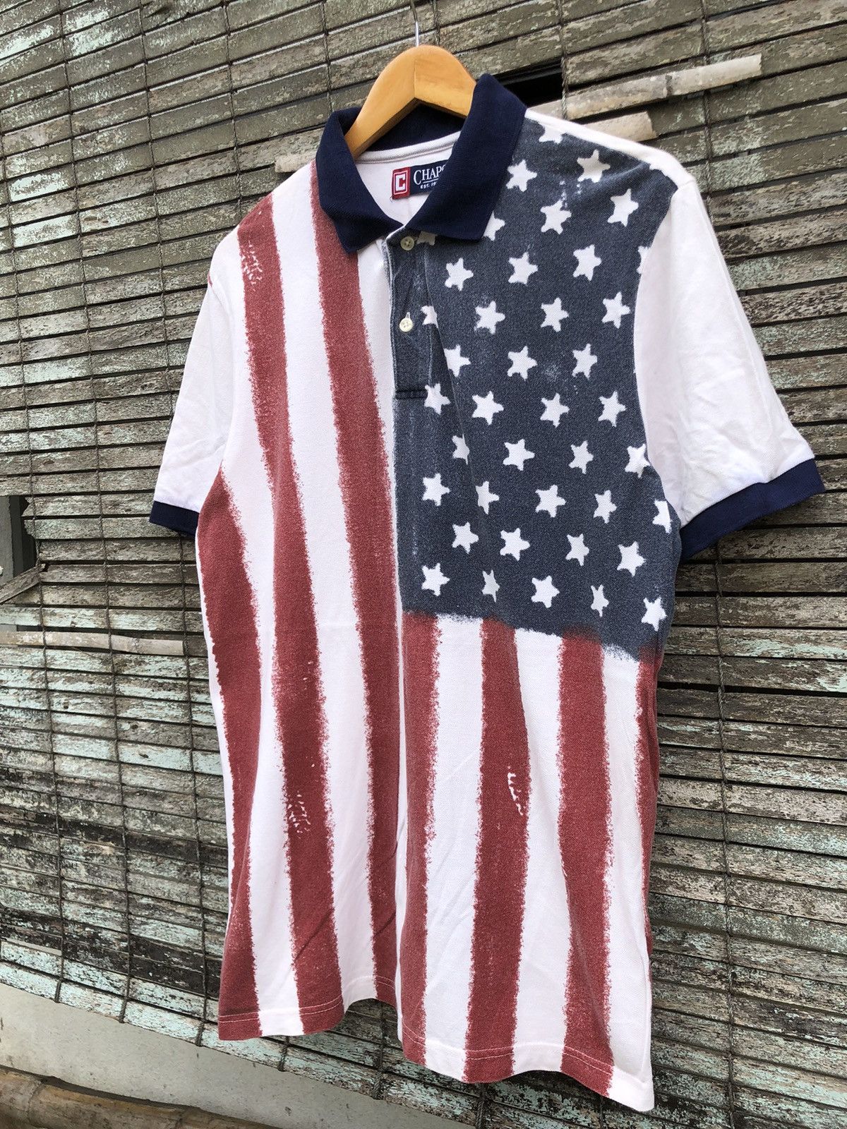 Vintage Vintage Chaps American Flag Polo Shirt Size US L / EU 52-54 / 3 - 3 Thumbnail