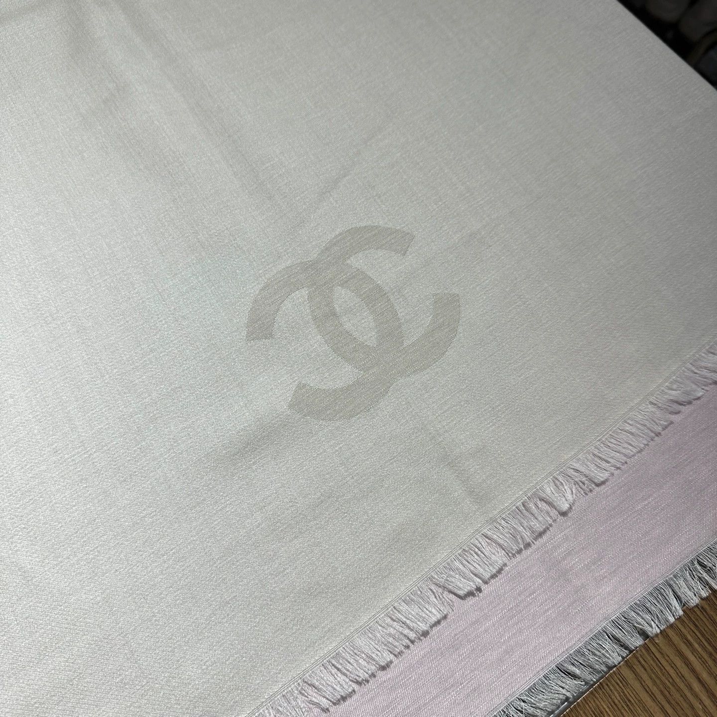Chanel Chanel 26P Lightweight Gradient Logo Cashmere Silk Scarf Size ONE SIZE - 6 Thumbnail