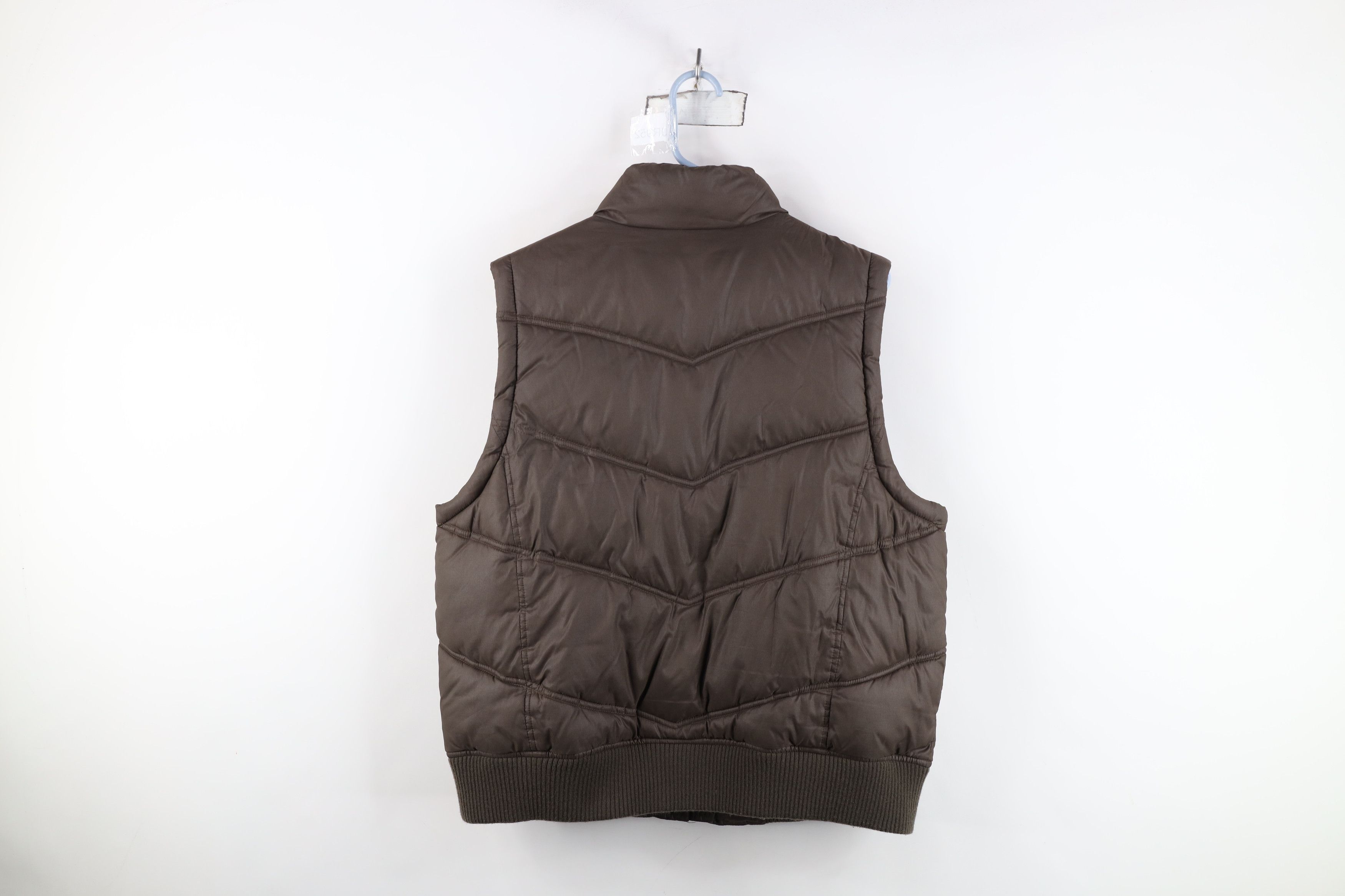 Vintage Y2K Gap Blank Full Zip Puffer Vest Jacket Brown