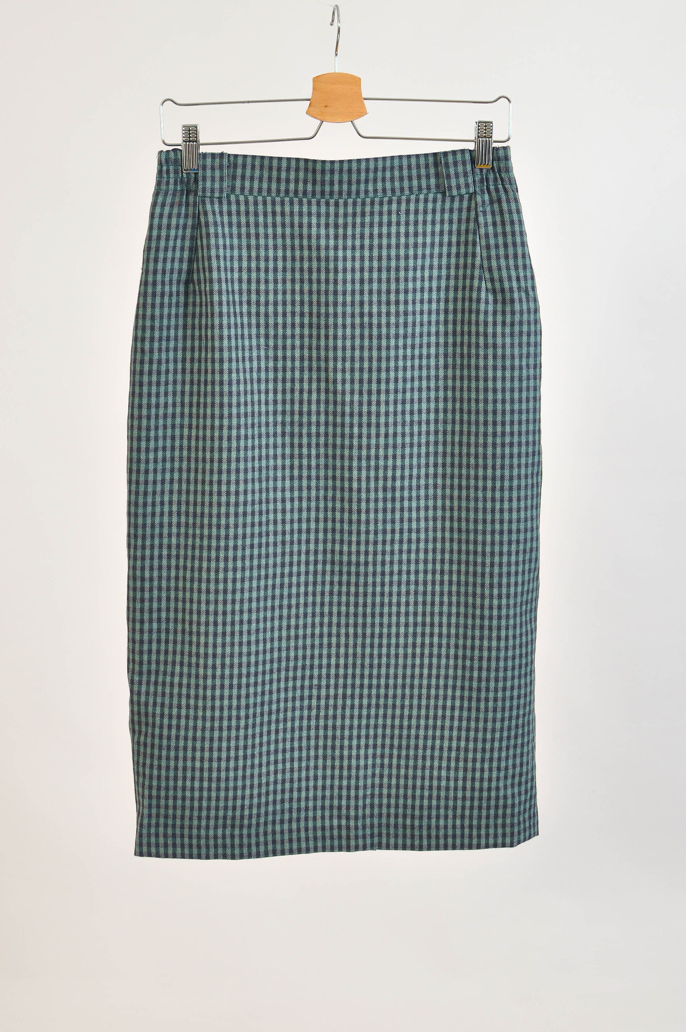 Other Vintage 90s Peter Hahn Midi Checkered Wool Skirt Size 29" - 1 Thumbnail