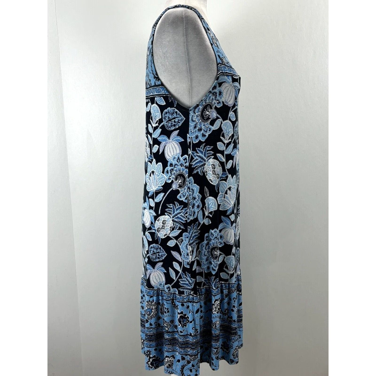 Loft LOFT Floral Sleeveless Dress, Small, Blue, Knee Length Shift, Women Size S / US 4 / IT 40 - 4 Thumbnail
