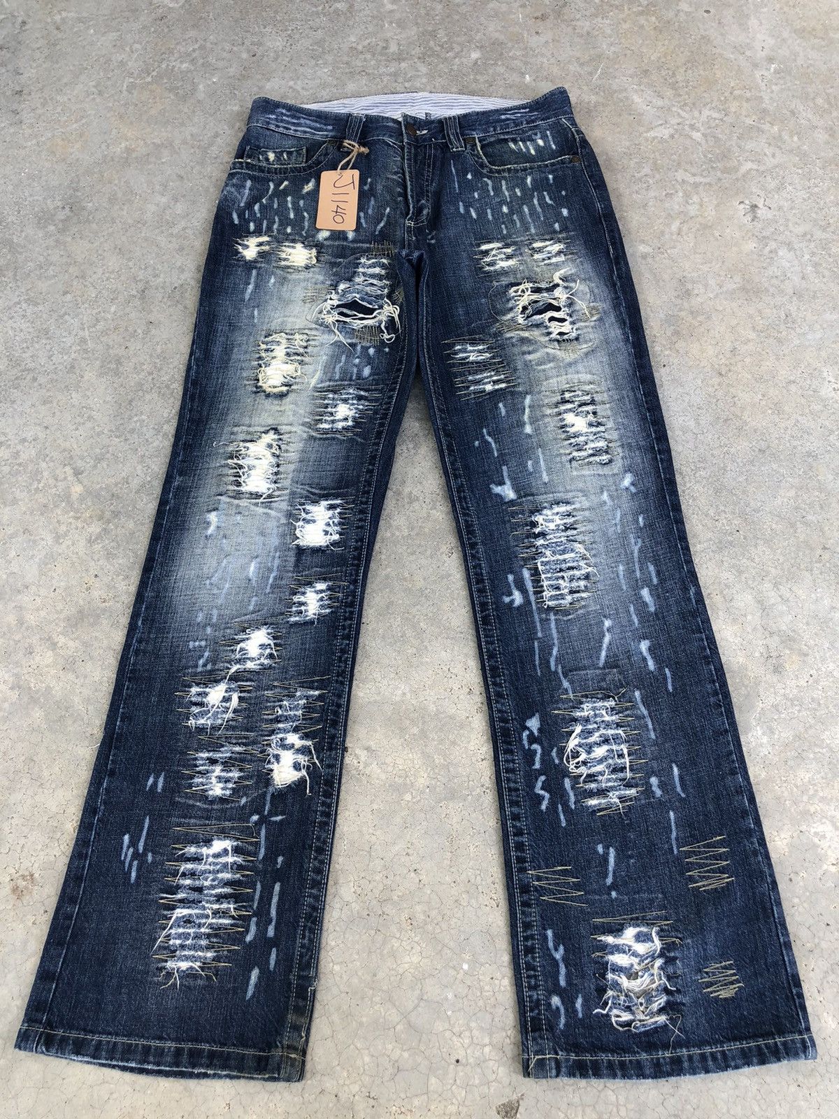 Ends Repair Japanese Bright Mini Flared Jeans Distressed Jeans Size US 33 - 1 Thumbnail
