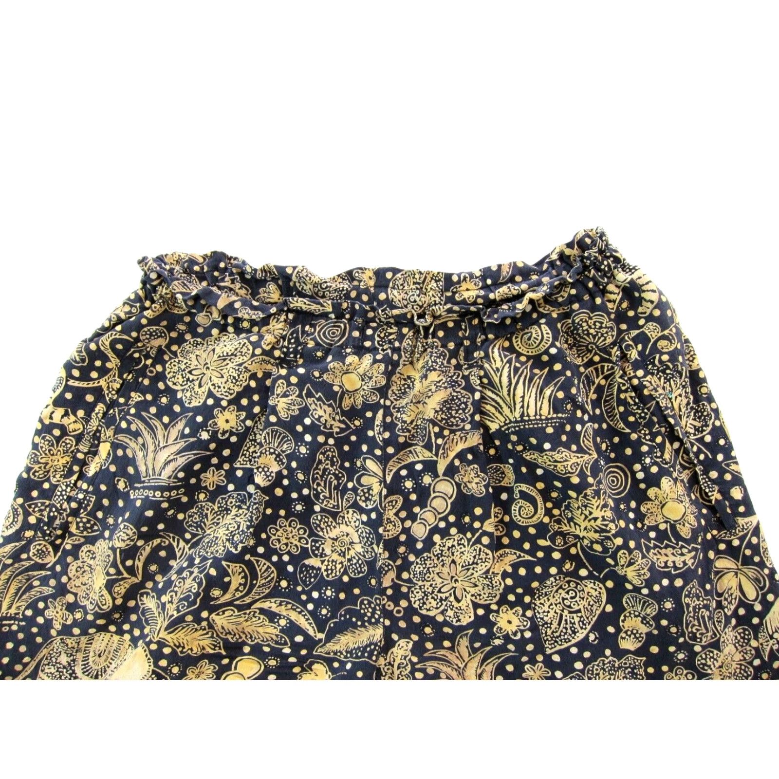 Vintage VINTAGE August 100% Silk Black Yellow Floral Pocket High Rise Pleat Short Women XS Size 26" / US 2 / IT 38 - 4 Thumbnail