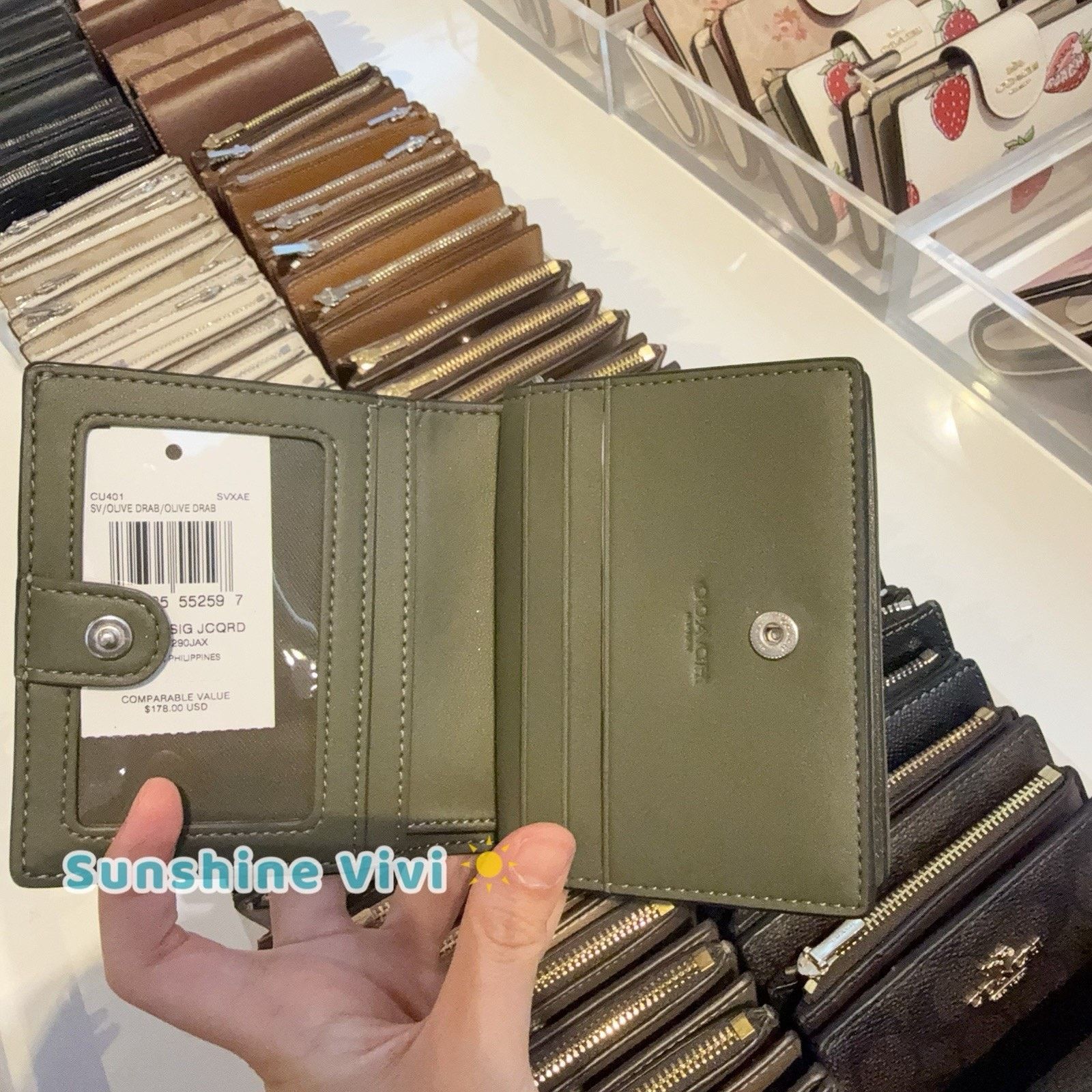 Coach NWT Coach CU401 Snap Card Case Wallet OLIVE DRAB Size ONE SIZE - 5 Thumbnail