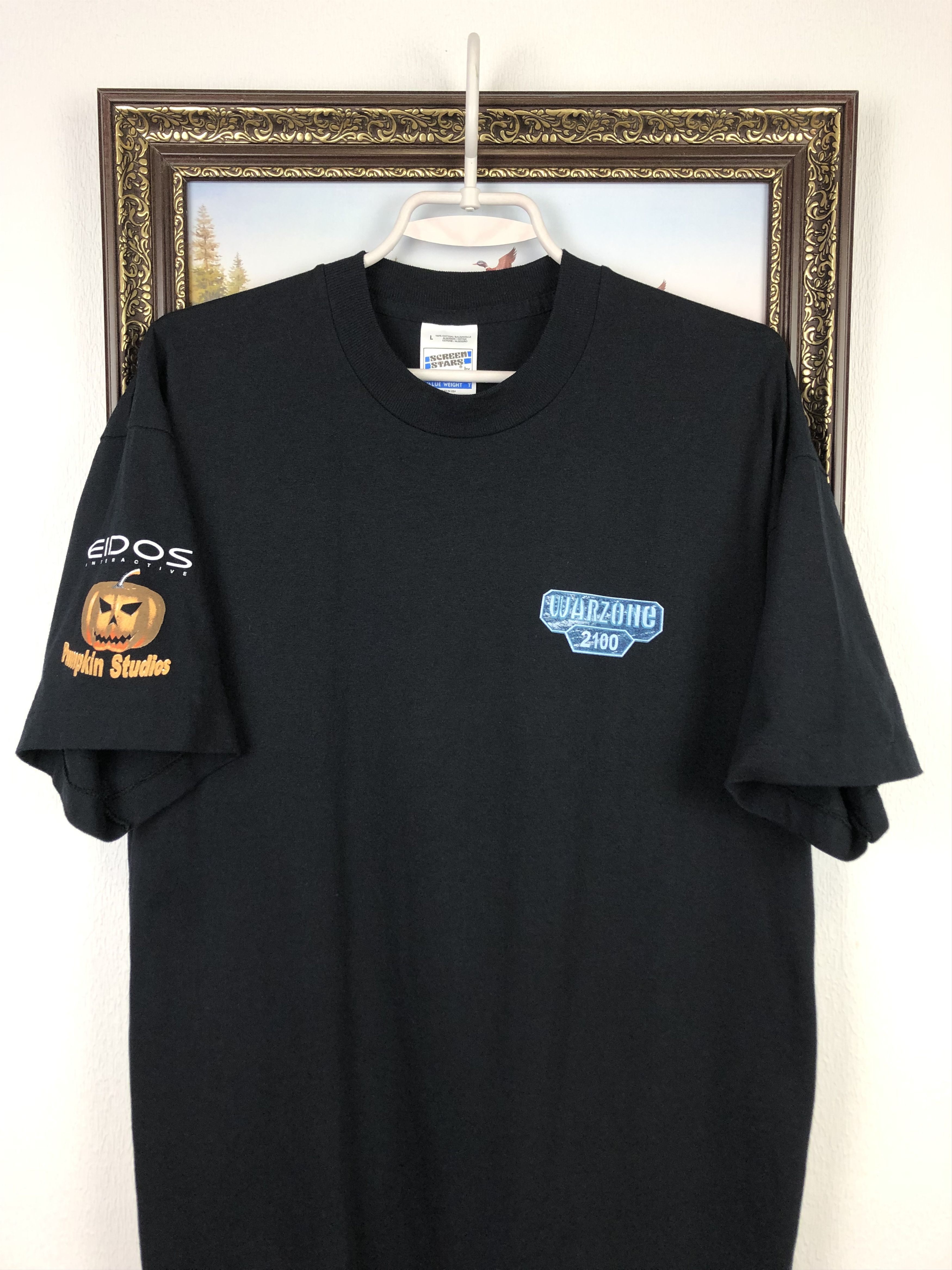 Vintage Vintage 90's Warzone Promo Game Shirt Tee Over Print Pumpkin Size US L / EU 52-54 / 3 - 4 Thumbnail