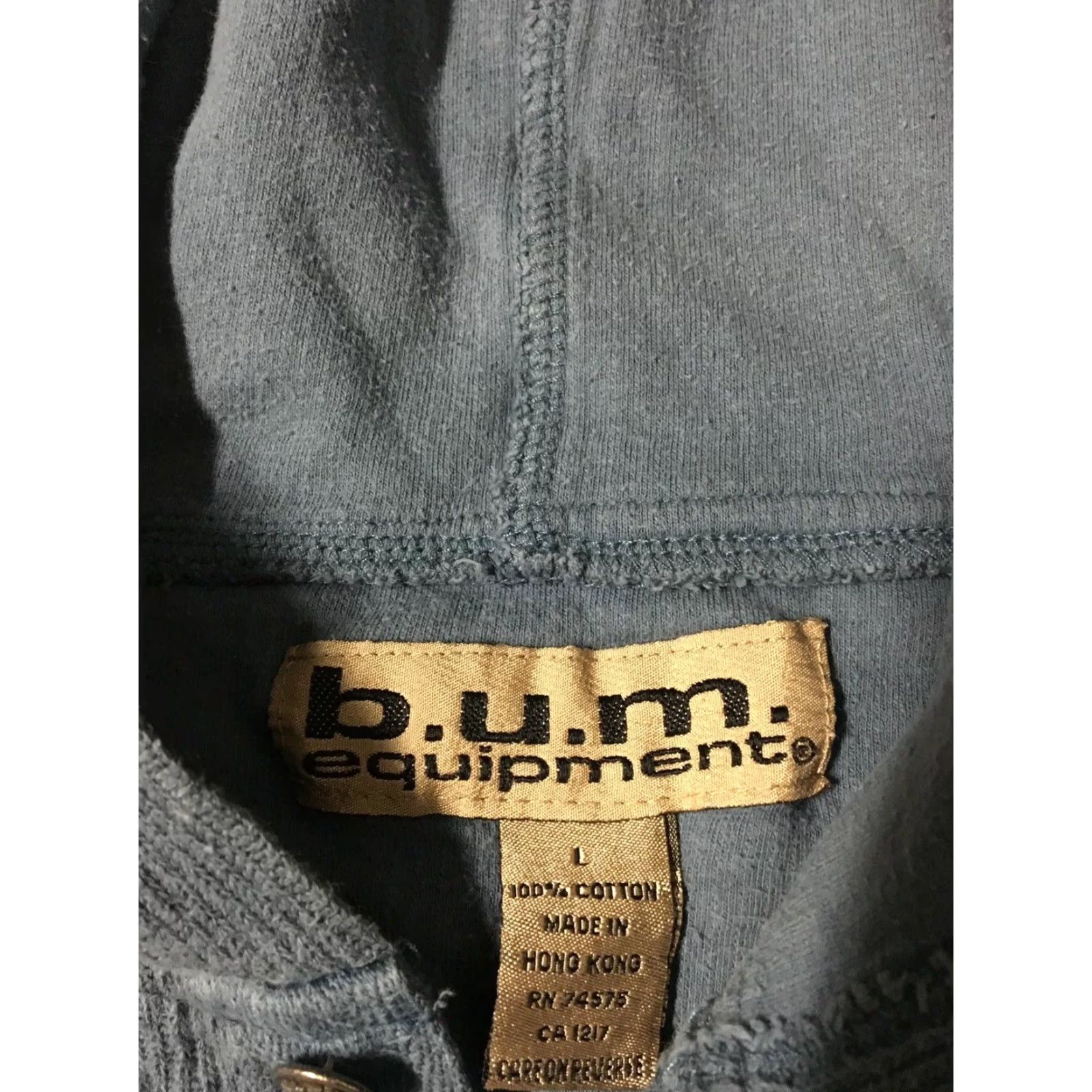 Vintage VINTAGE B.U.M. Equipment Hoodie Shirt Mens Large Blue 90s Grunge Hip Hop Skate Surf Button Up Long Sleeve Size US L / EU 52-54 / 3 - 4 Thumbnail