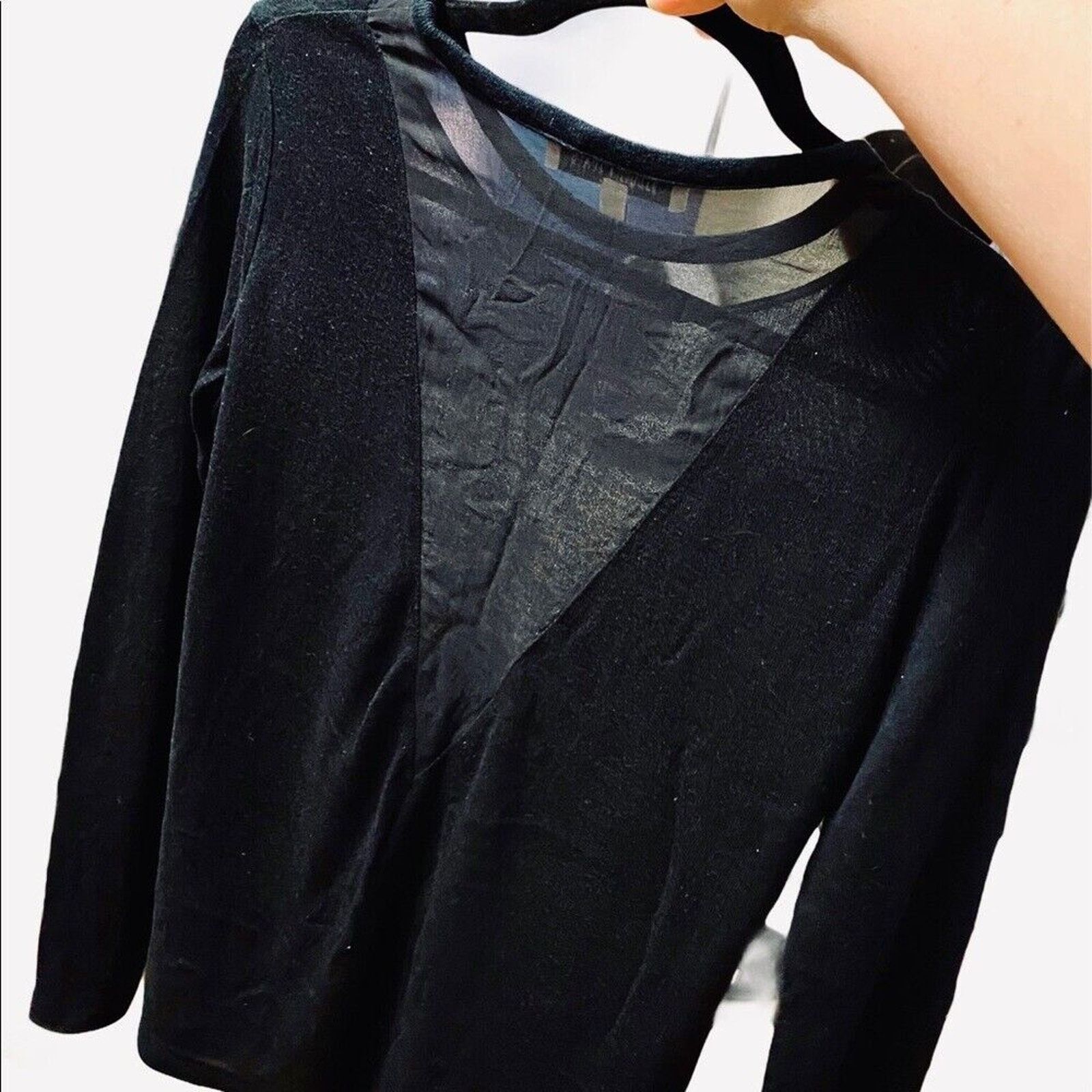 Elizabeth and James Elizabeth & James Silk Sheer Mesh Back Long Sleeve ...