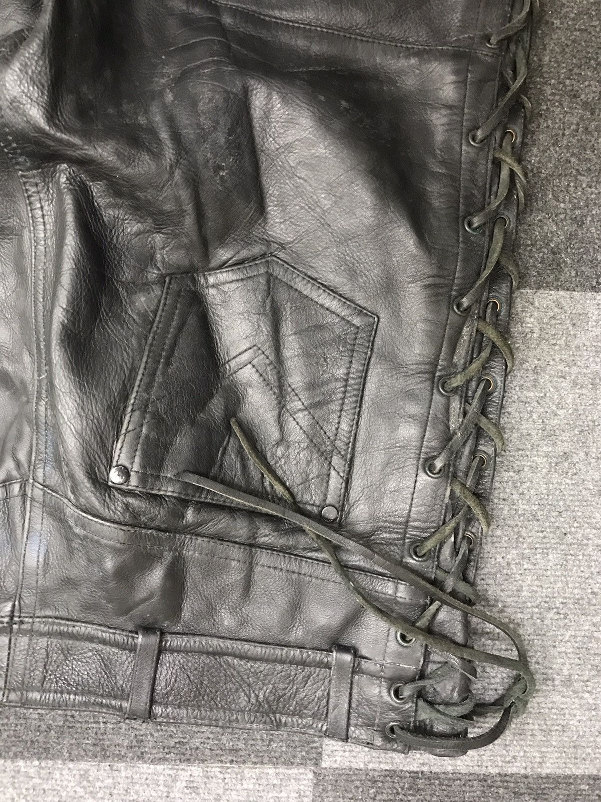 Genuine Leather HARRO STREETWEAR Side Lace Cowboy Leather Pant Size US 37 - 8 Thumbnail