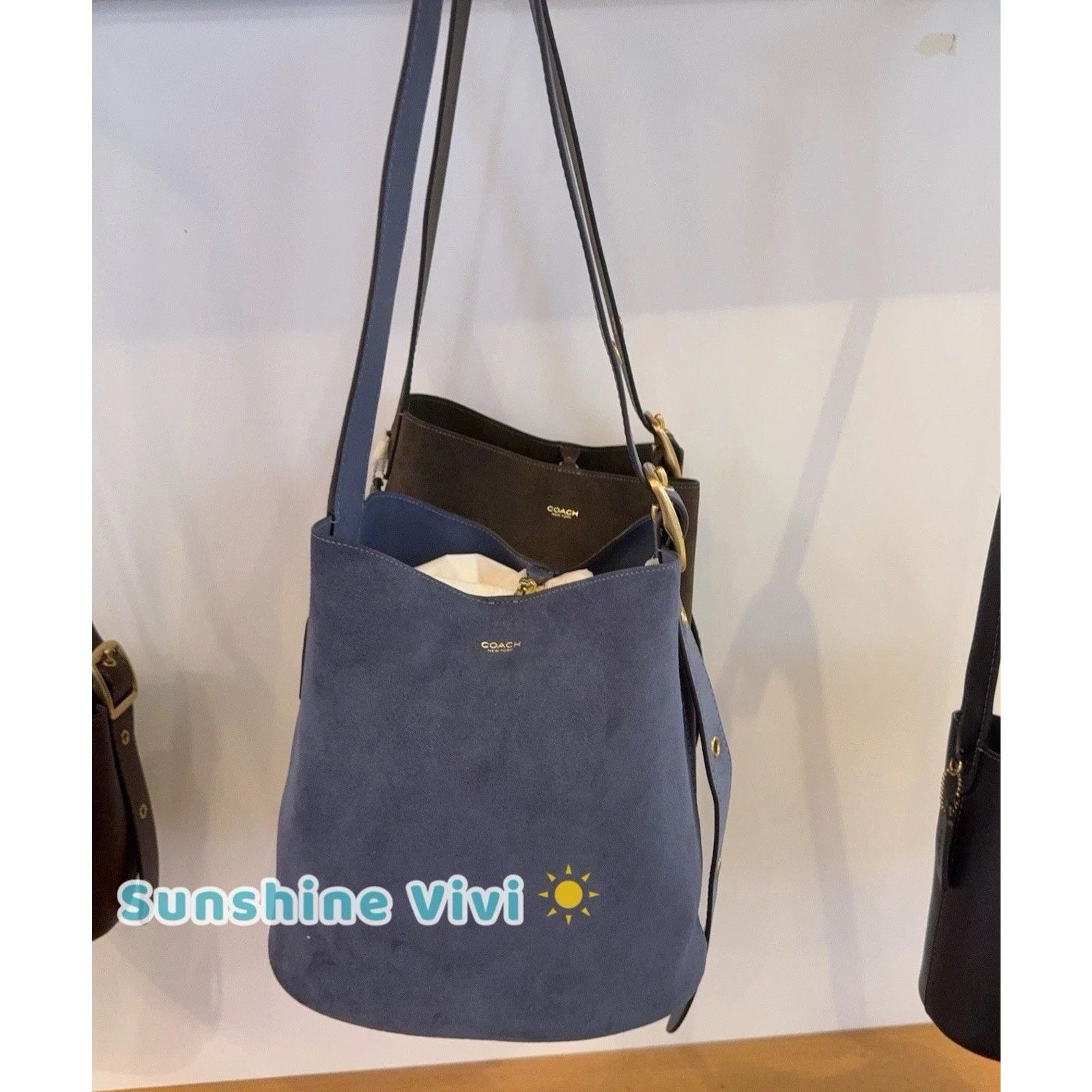 Coach NWT Coach Bleecker Bucket Bag CCC24 suede Brass/Light Denim Size ONE SIZE - 1 Thumbnail
