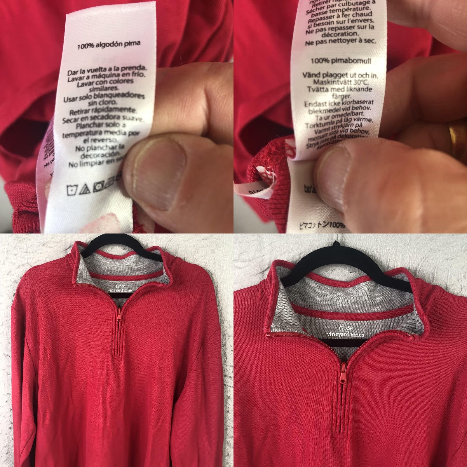 Vineyard Vines Vineyard Vines Sweater Mens XL Red 1/4 Zip Mock Neck Pima Cotton Knit Pullover Size US XL / EU 56 / 4 - 8 Thumbnail