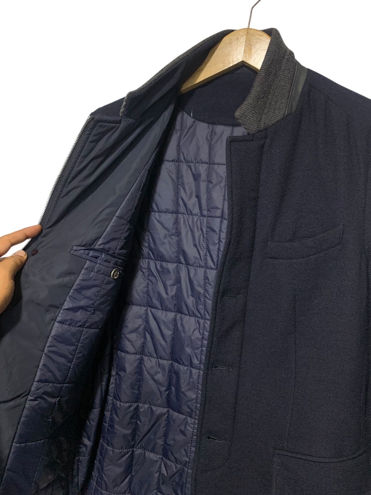 Solid Homme Solid Homme contrast leather collar wool blazer Size US M / EU 48-50 / 2 - 9 Thumbnail