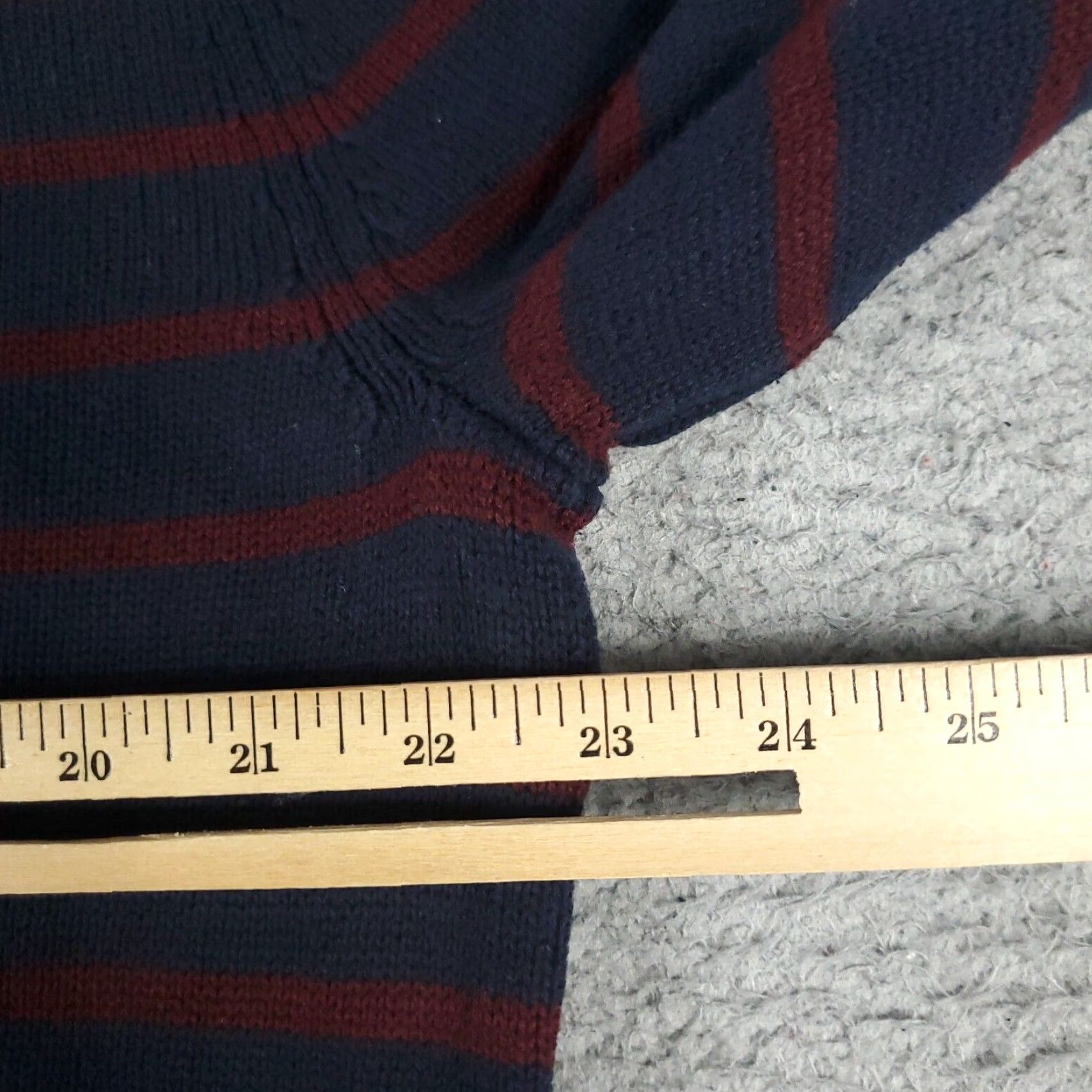 Nautica Nautica Cable Knit Sweater Mens Large Blue Red Stripe Casual Pullover Crew Neck Cotton Size US L / EU 52-54 / 3 - 7 Thumbnail