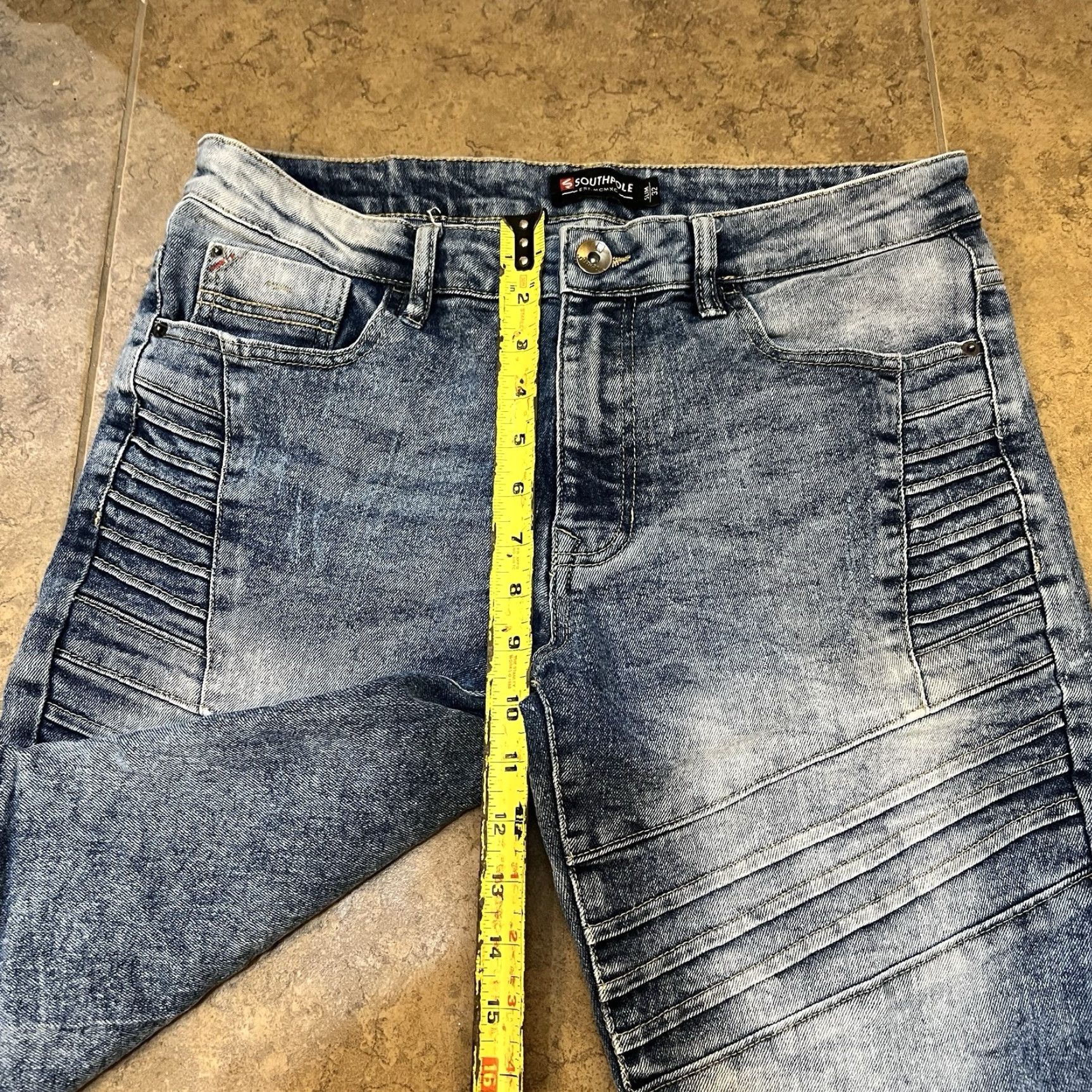 Southpole Southpole Slim Fit Stone Wash Moto Jean Shorts Men 32 Blue Denim 90s Grunge Hip Hop Casual Workwear 5-Pocket 11in Inseam Mens Size US 32 / EU 48 - 3 Thumbnail