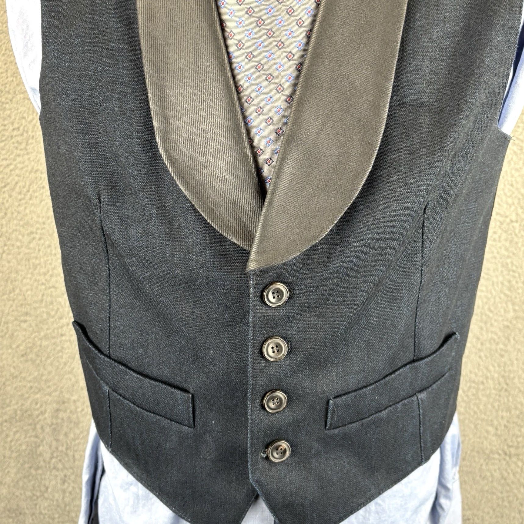 Nudie Jeans Nudie Jeans Vest Denim Navy Blue 4 Button V-Neck Waistcoat Men M Regular Wedding Summer Spring Winter Casual Biker Size US 31 - 2 Thumbnail