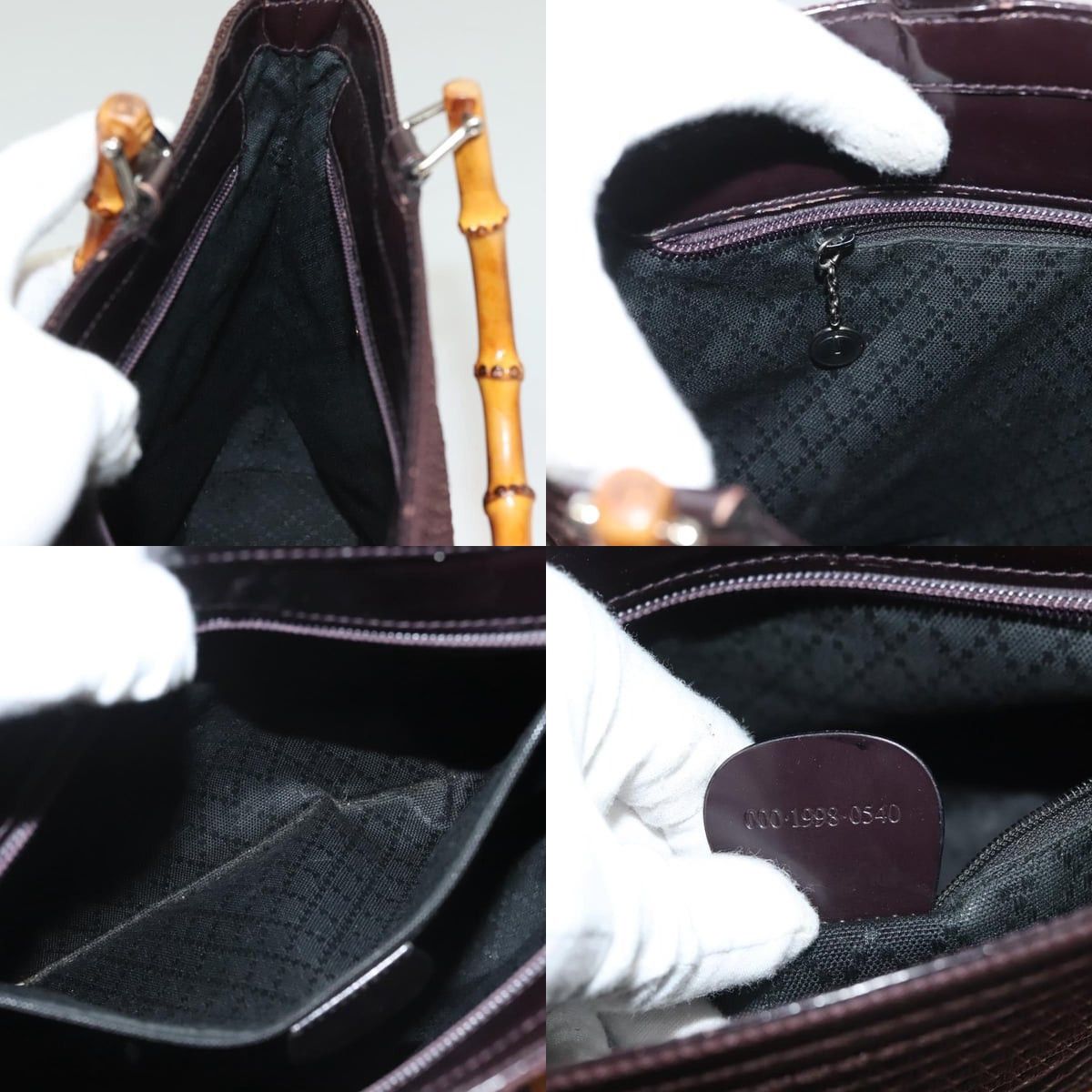 Gucci GUCCI Bamboo Handbag Nylon Brown Silver 000 1998 000 1998 Size ONE SIZE - 12 Thumbnail