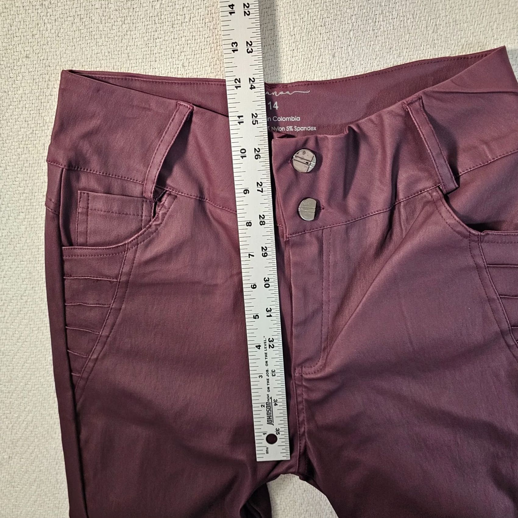Vintage Bellanoa Leggings Womens 14 Plum Purple Faux Leather Casual Ankle Pants Pull On Purple 14 Womens Size 36" / US 14 / IT 50 - 5 Thumbnail