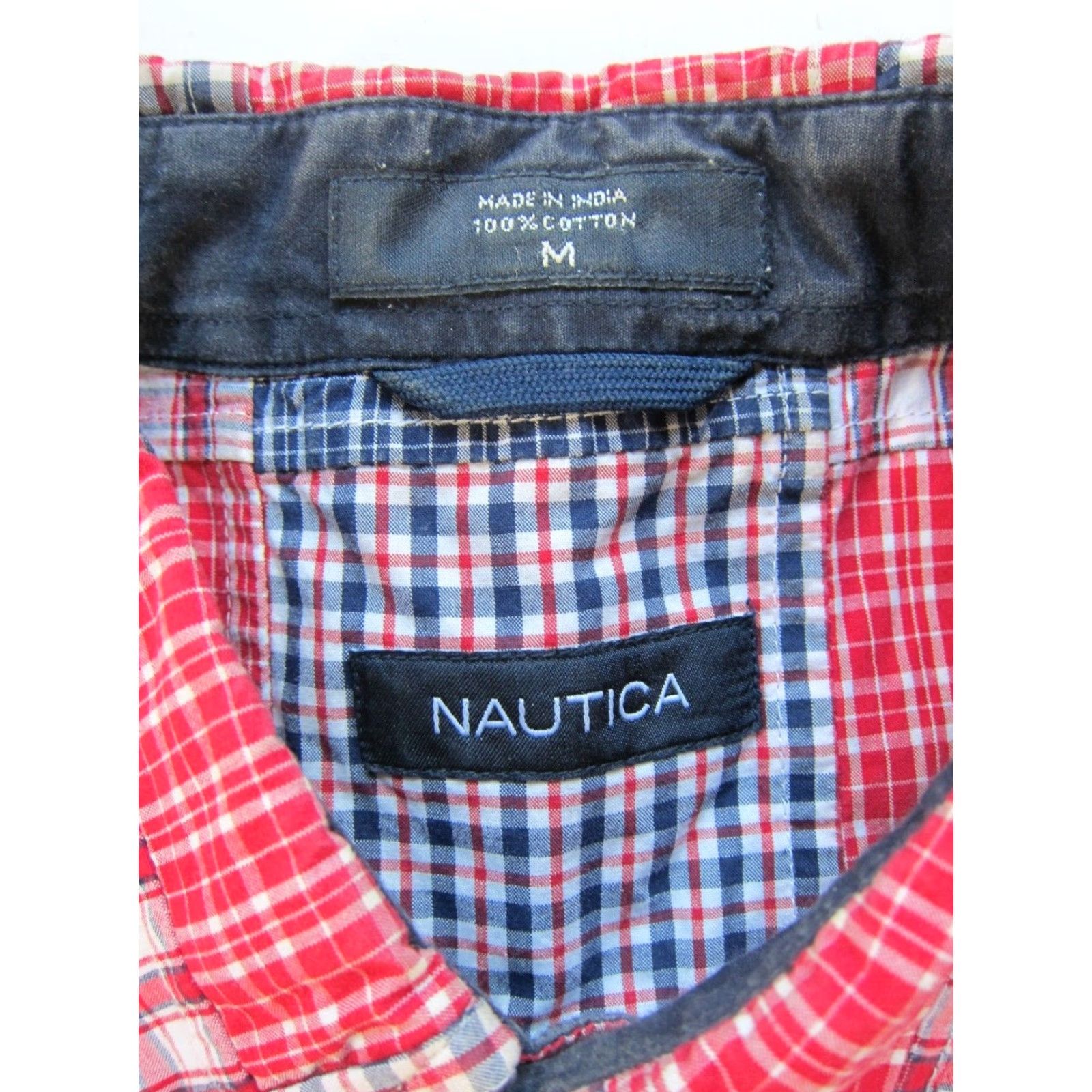 Nautica VINTAGE Nautica Shirt Plaid Short Sleeve Button Up Cotton Red M Mens Size US M / EU 48-50 / 2 - 5 Thumbnail