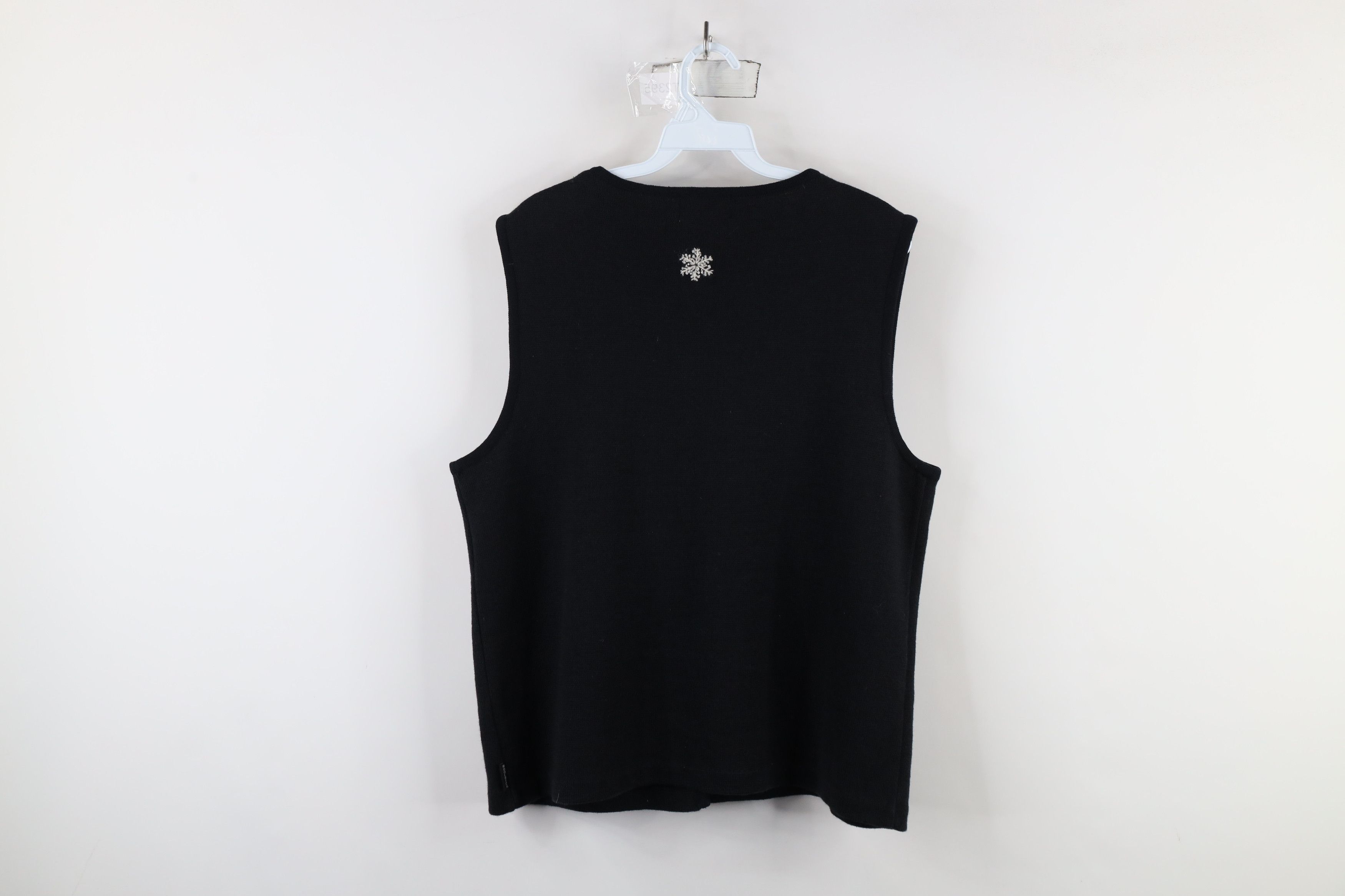 Vintage × Woolrich Woolen Mills Vintage 90s Woolrich Snowman Dog Knit Sweater Vest Black Size L / US 10 / IT 46 - 13 Thumbnail