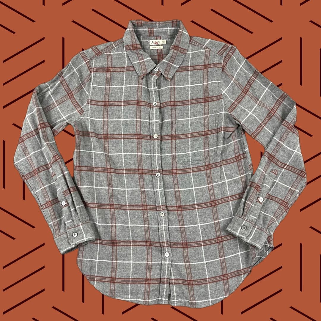 Faherty FAHERTY Shirt Womens Small Gray Plaid Button Lightweight Flannel Organic Cotton Size S / US 4 / IT 40 - 1 Thumbnail